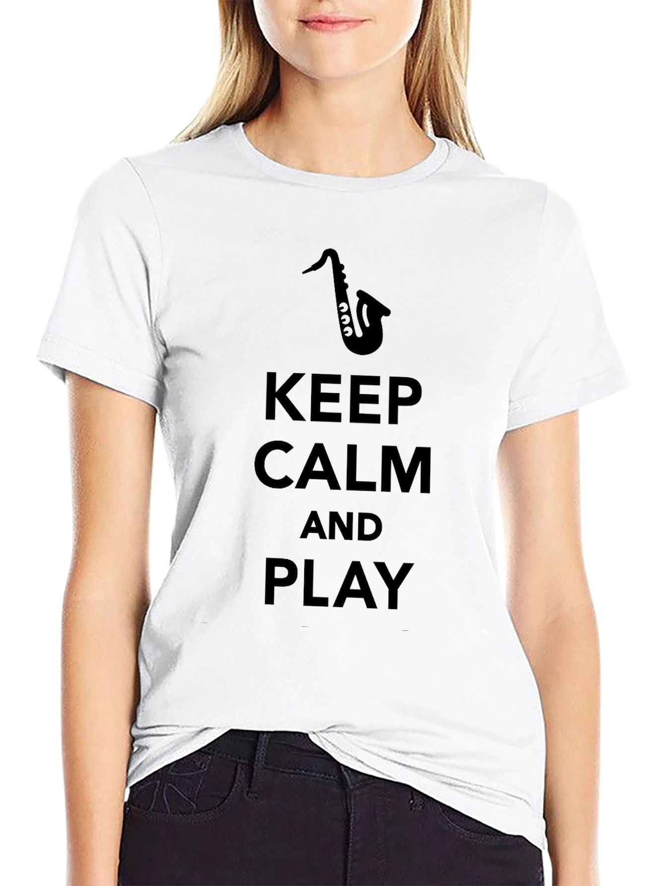 Keep Calm and Play Saxophone Black T-Shirt