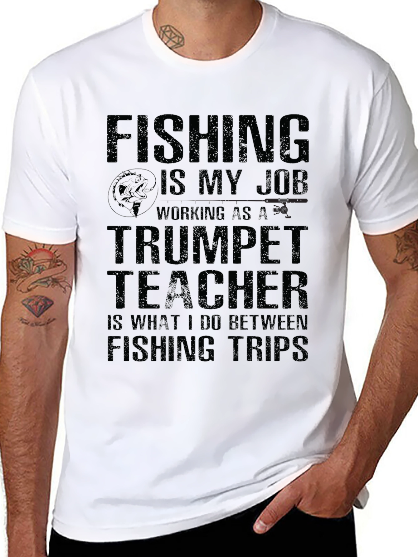 Fishing is My Job T-Shirt Trumpet Teacher Tee