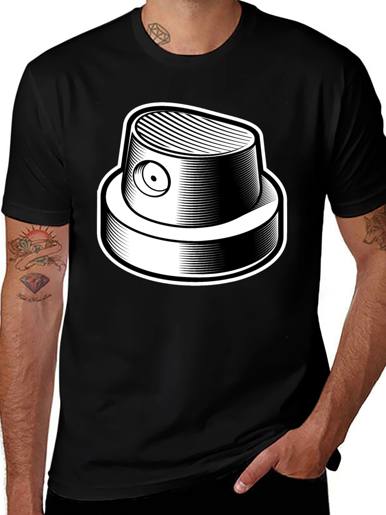 Graffiti Spray Can Nozzle Black T-Shirt