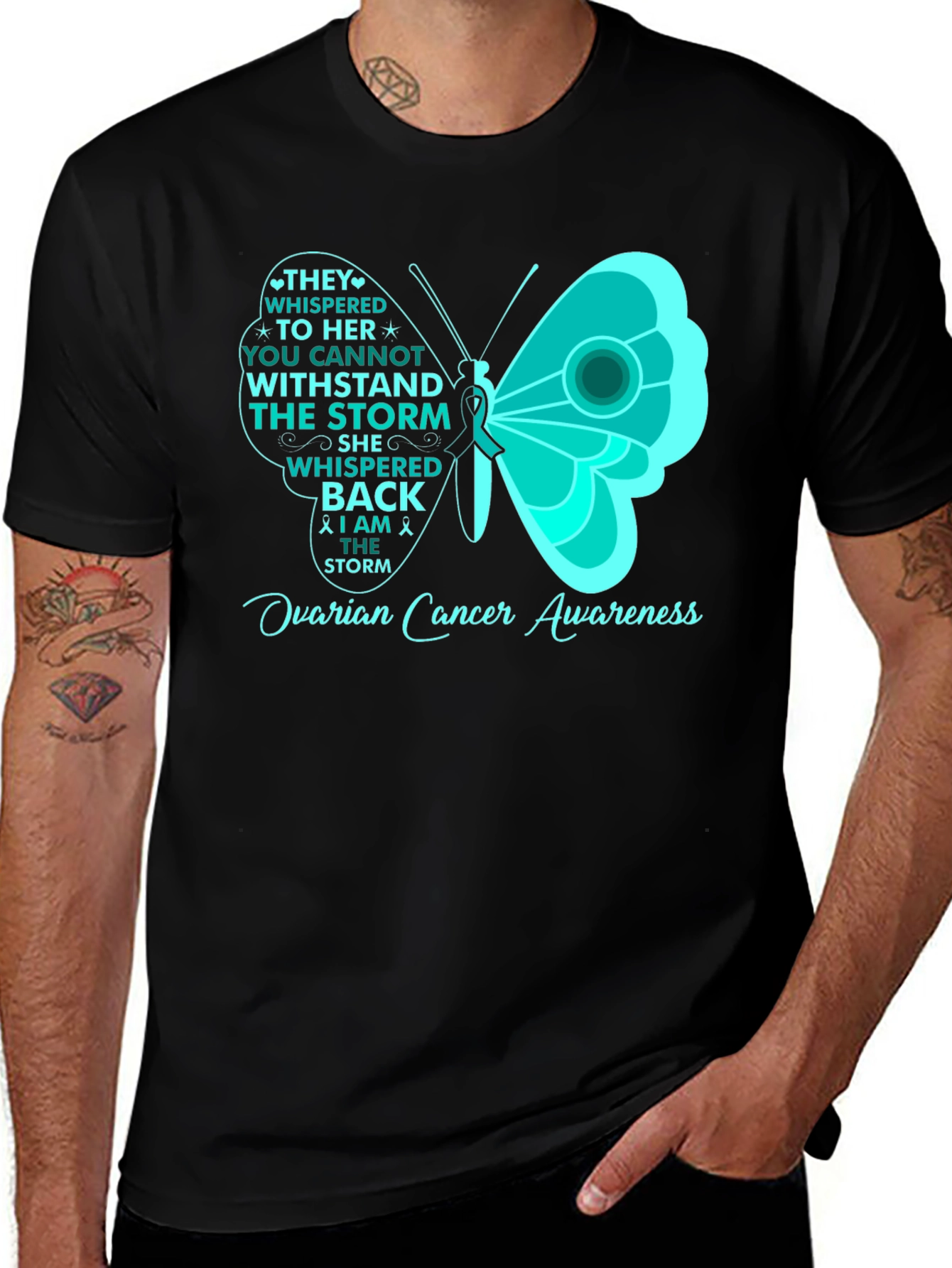 Ovarian Cancer Awareness Butterfly T-Shirt