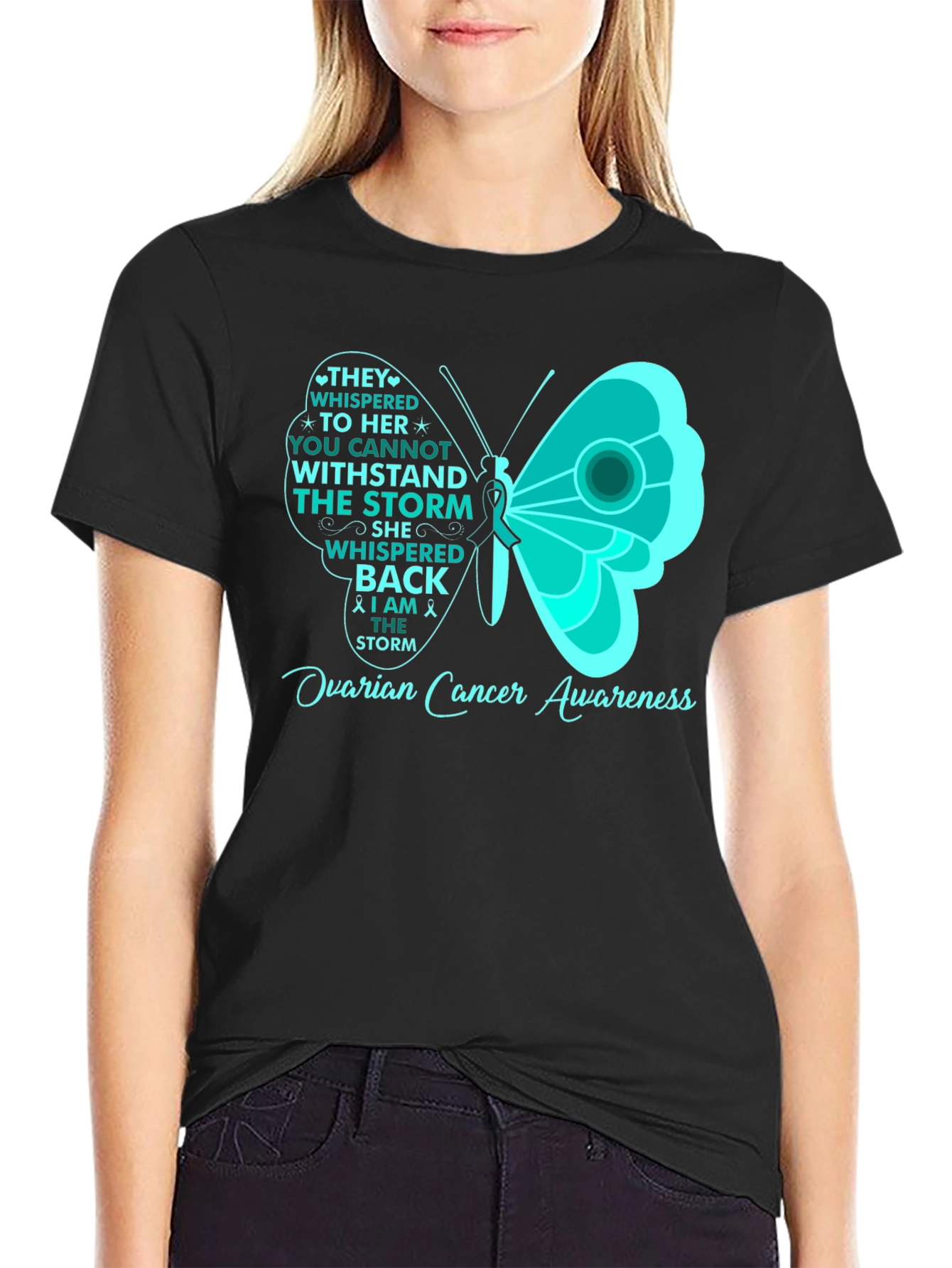 Ovarian Cancer Awareness Butterfly T-Shirt
