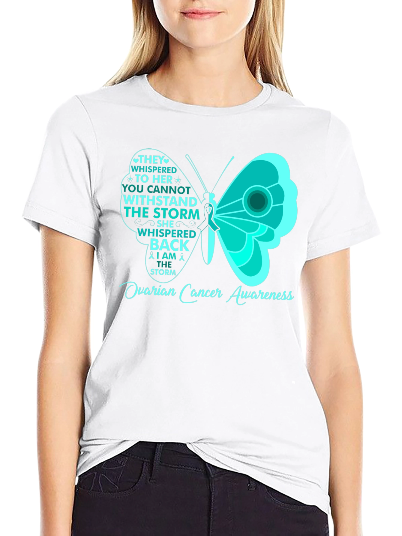 Ovarian Cancer Awareness Butterfly T-Shirt