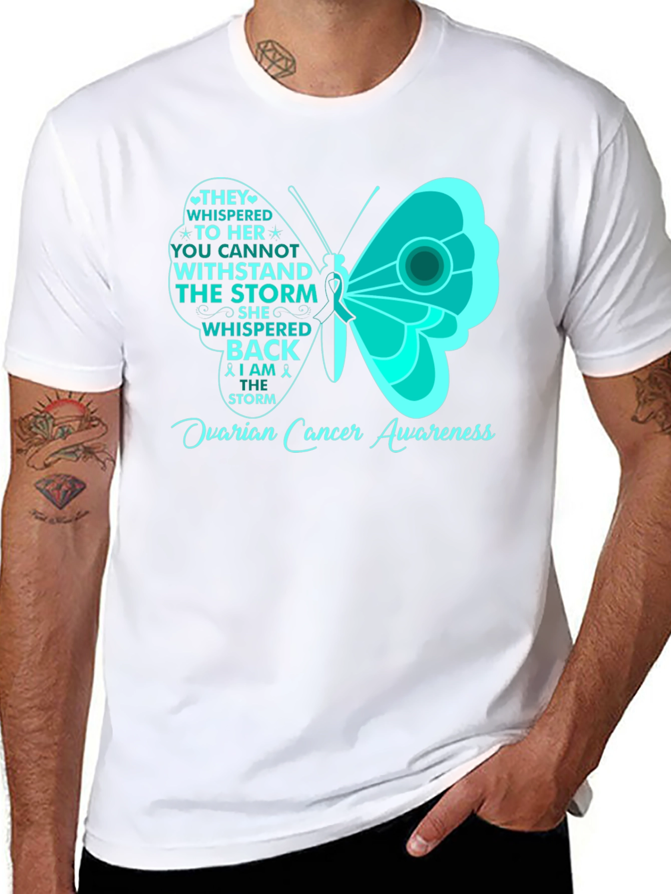 Ovarian Cancer Awareness Butterfly T-Shirt