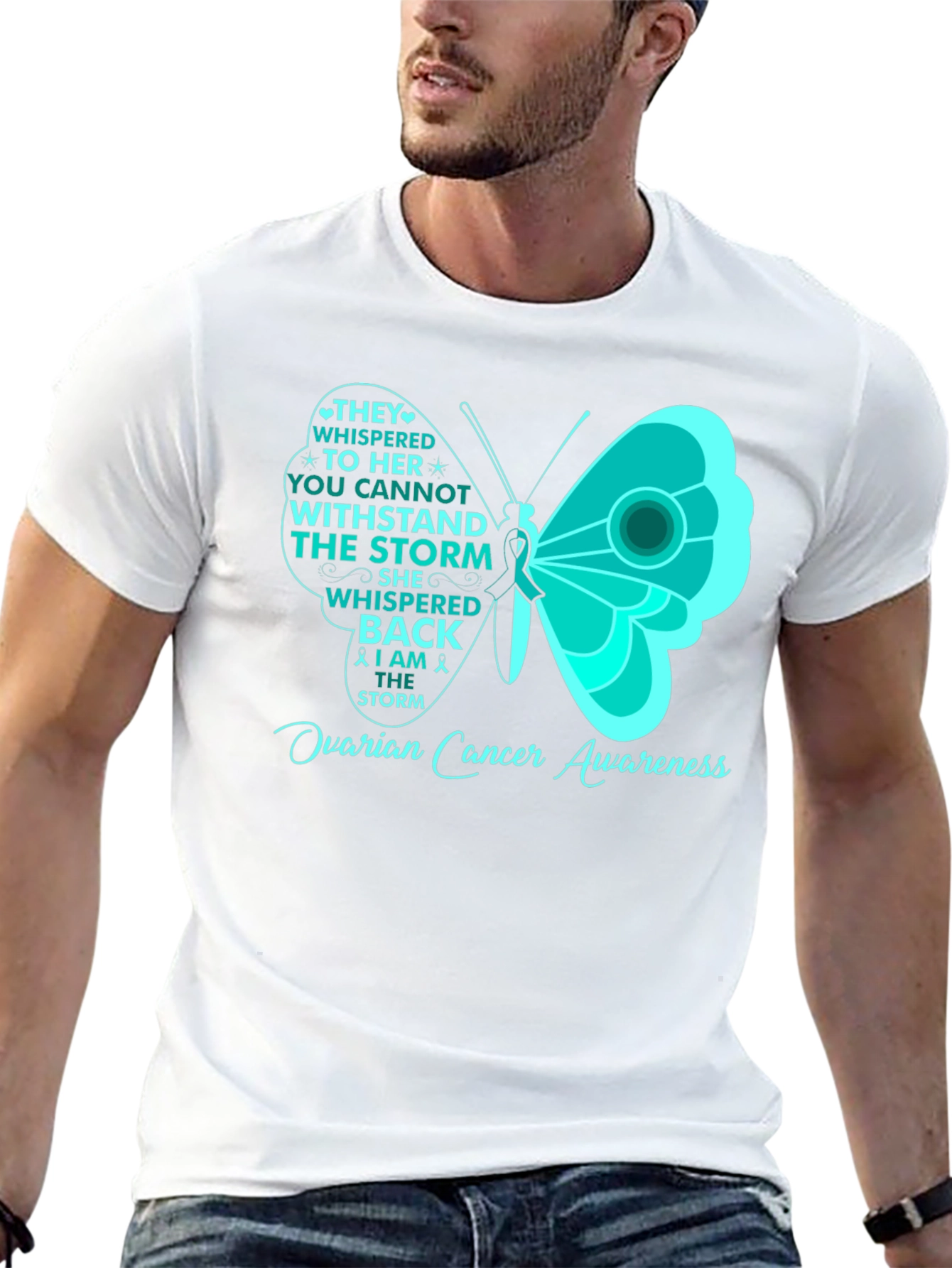 Ovarian Cancer Awareness Butterfly T-Shirt
