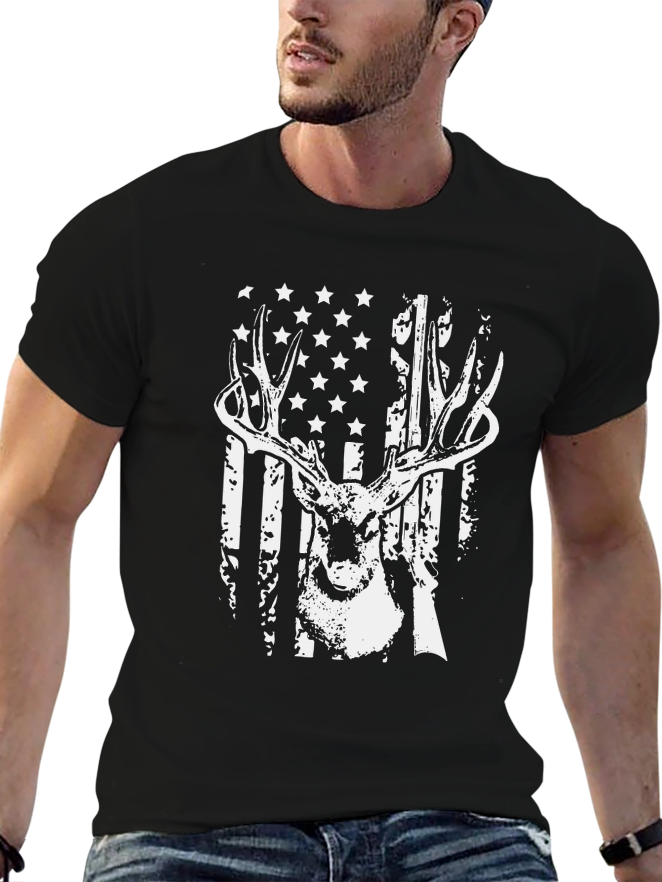 American Flag Deer Hunter T-Shirt