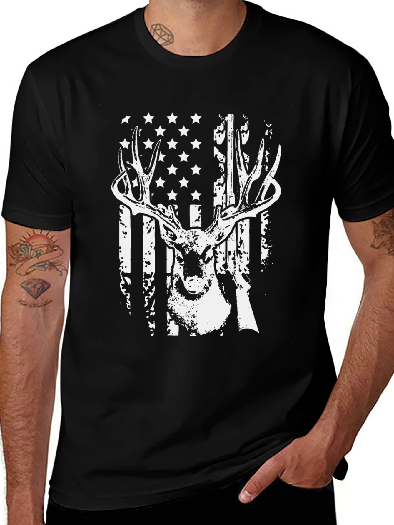 American Flag Deer Hunter T-Shirt