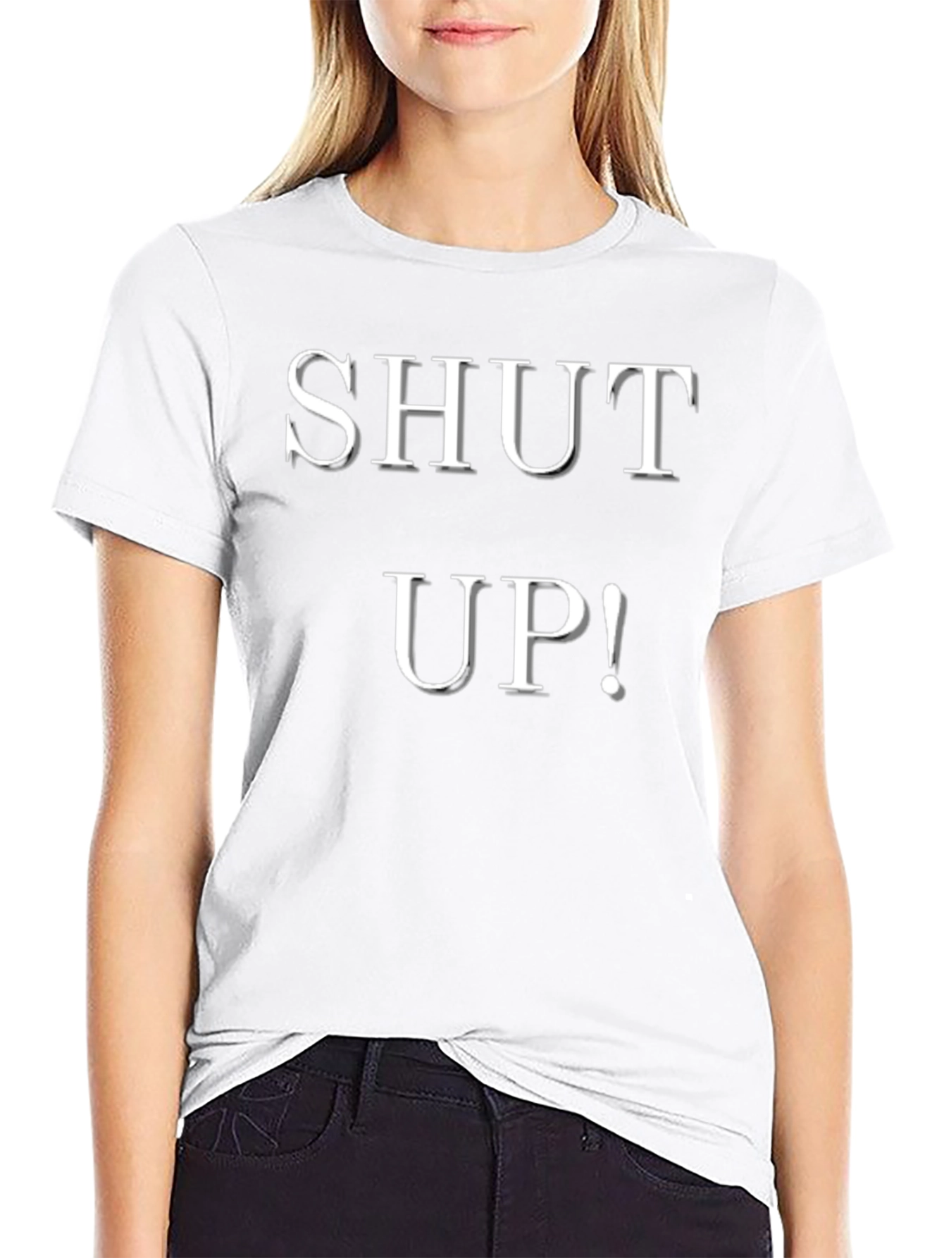 Shut Up! Graphic Print Black T-Shirt