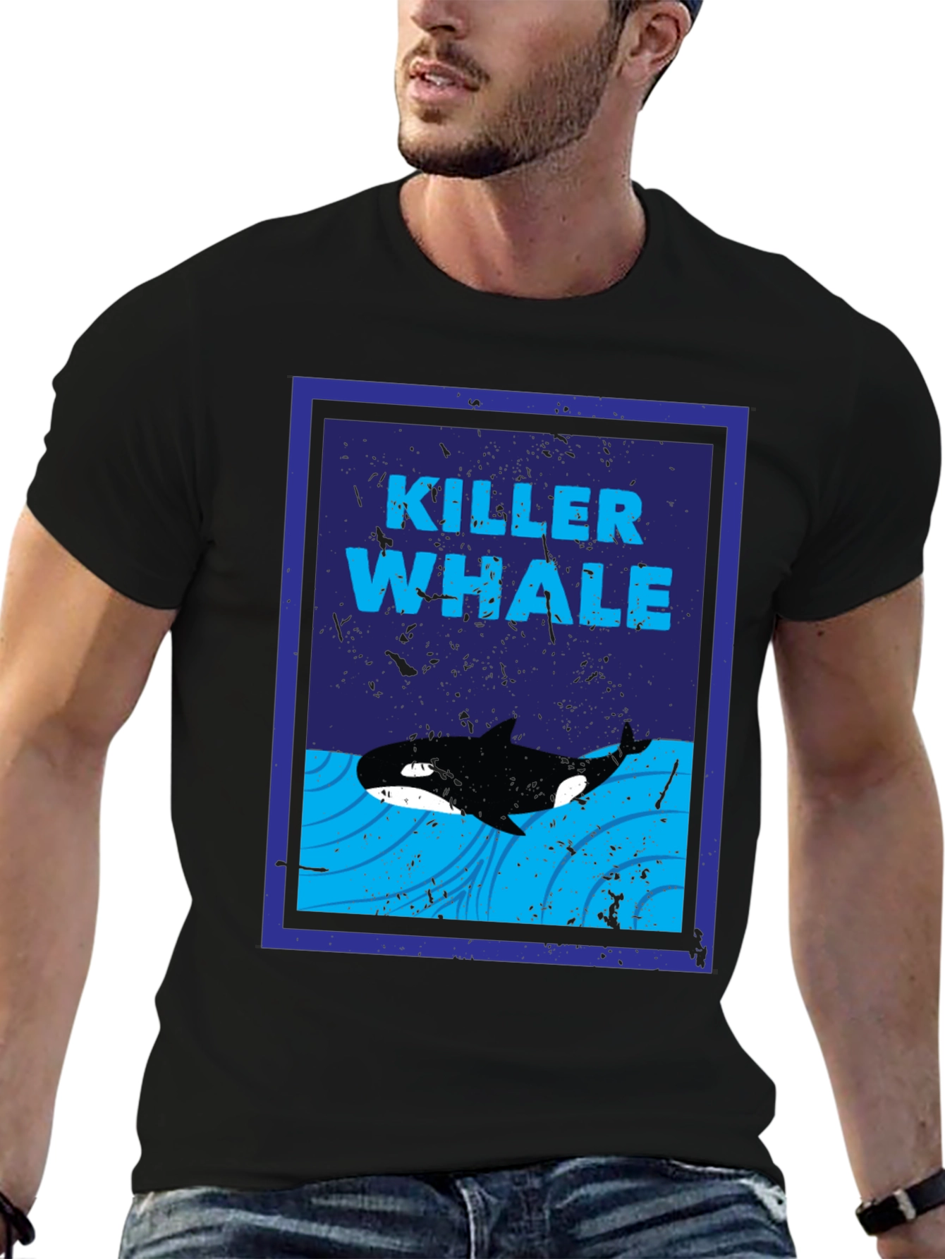 Killer Whale Graphic Print Crew Neck T-Shirt