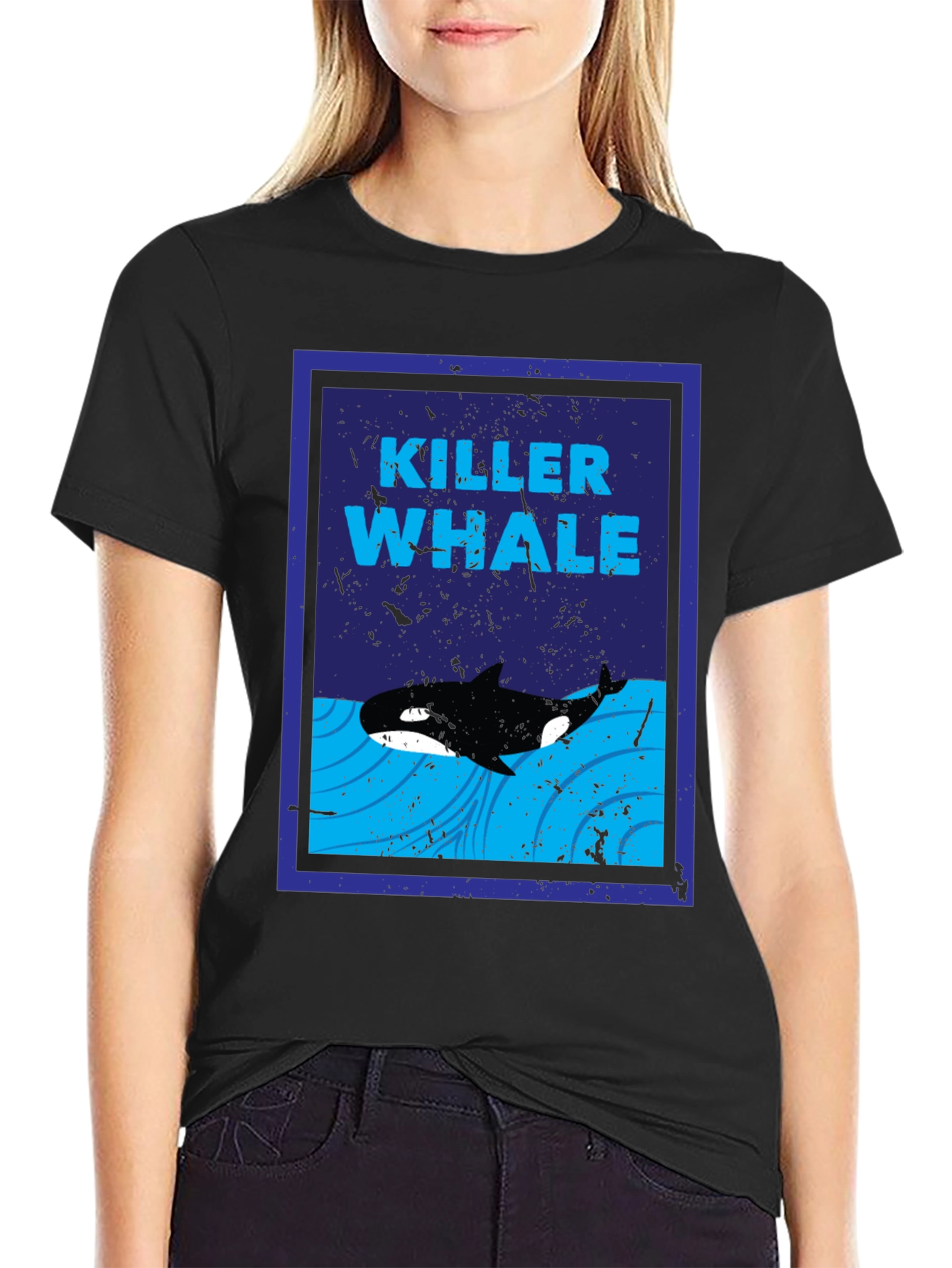 Killer Whale Graphic Print Crew Neck T-Shirt