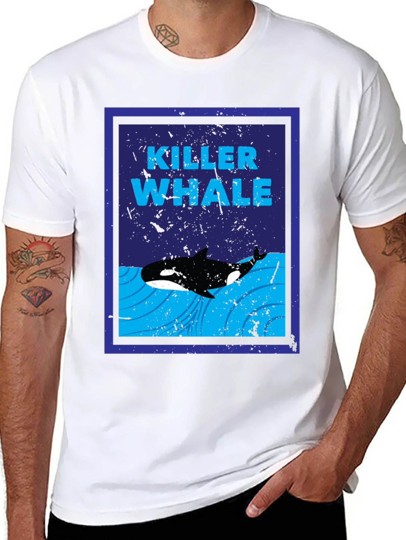 Killer Whale Graphic Print Crew Neck T-Shirt