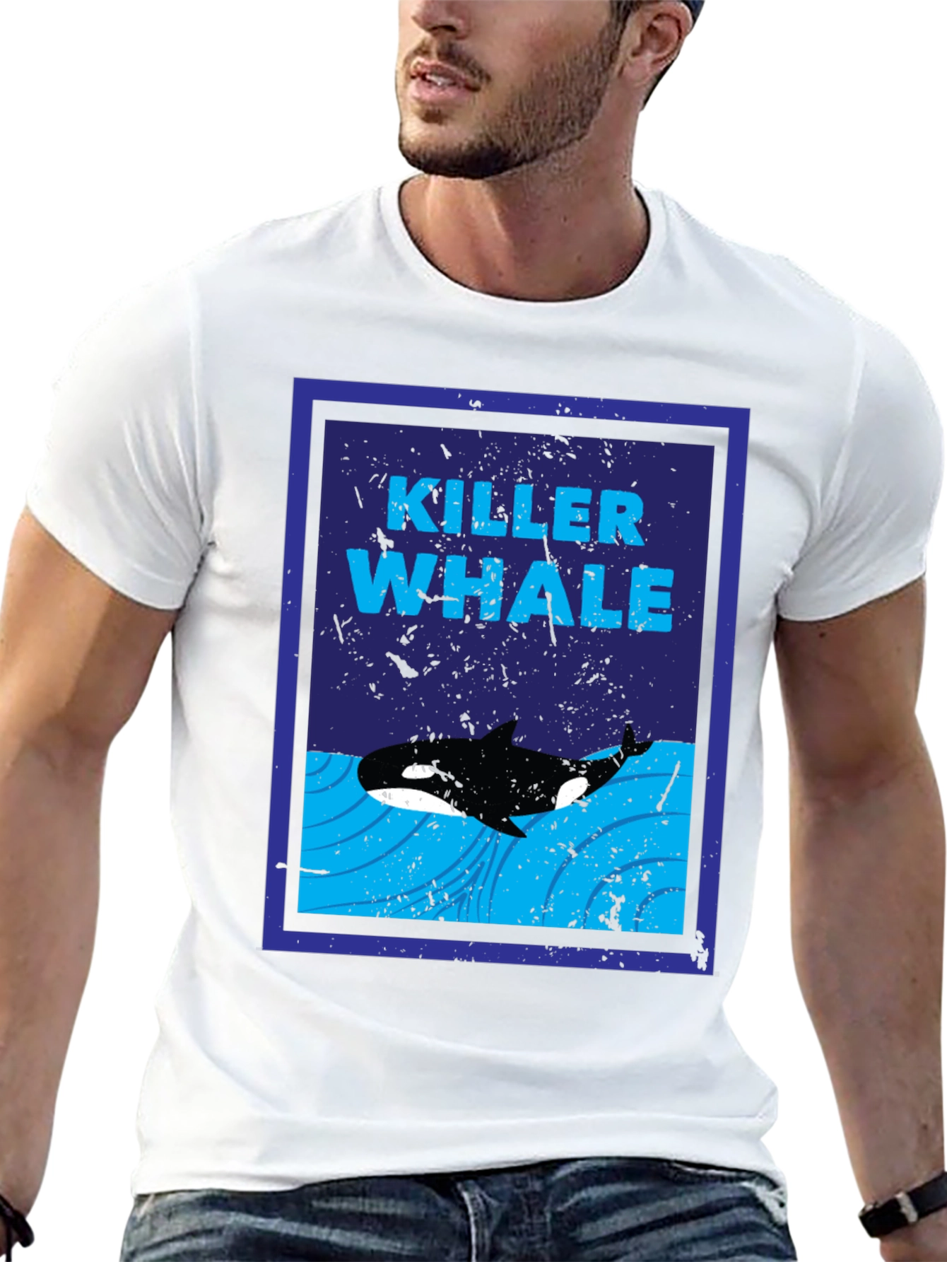 Killer Whale Graphic Print Crew Neck T-Shirt