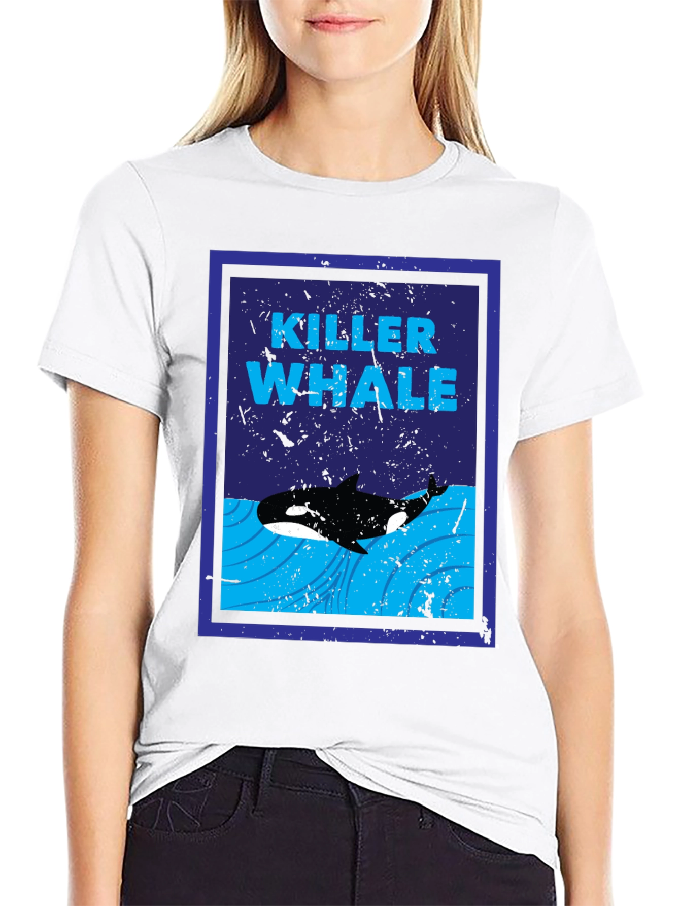 Killer Whale Graphic Print Crew Neck T-Shirt