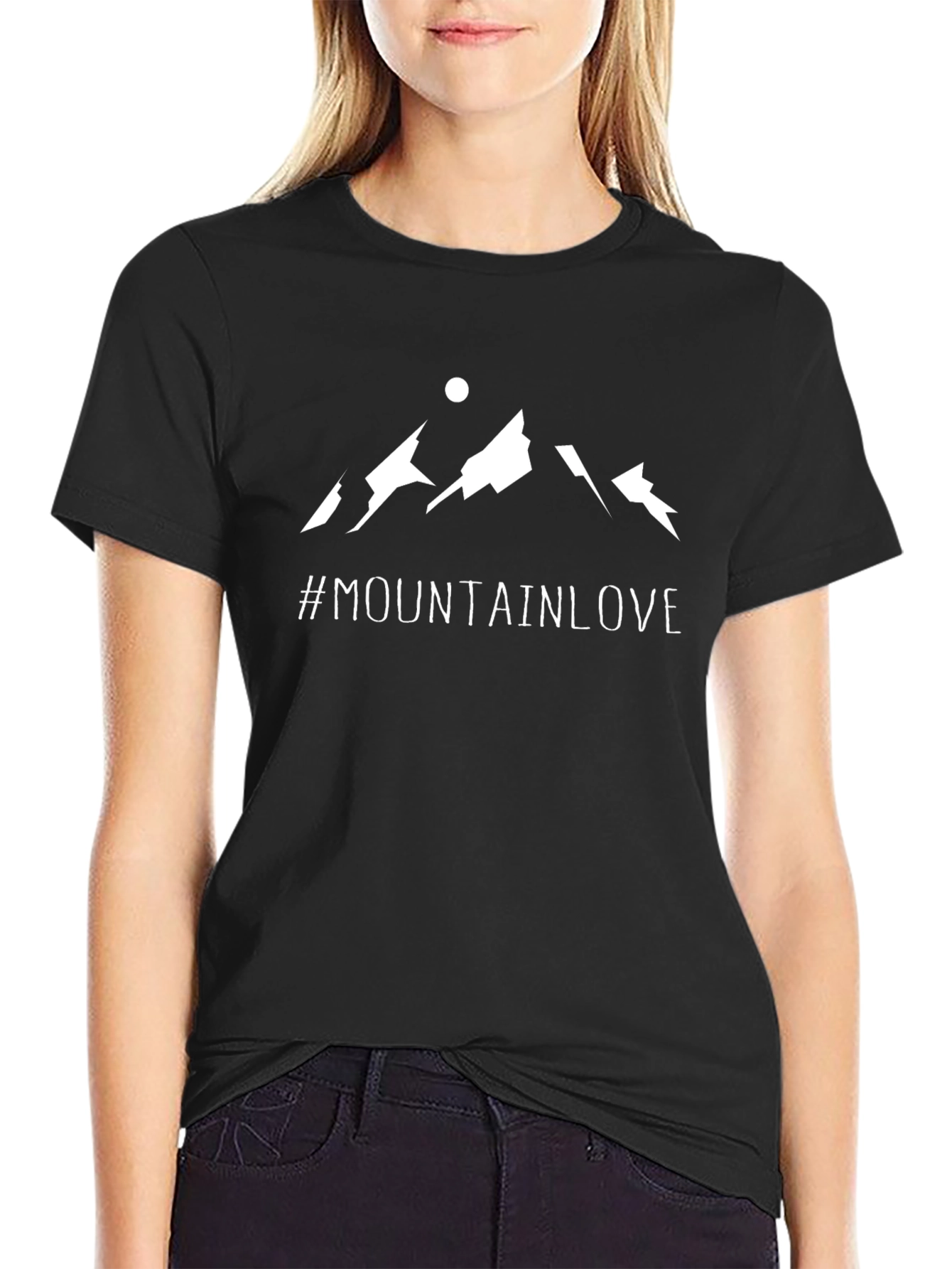 Mountain Love Graphic Tee - Black Cotton T-Shirt