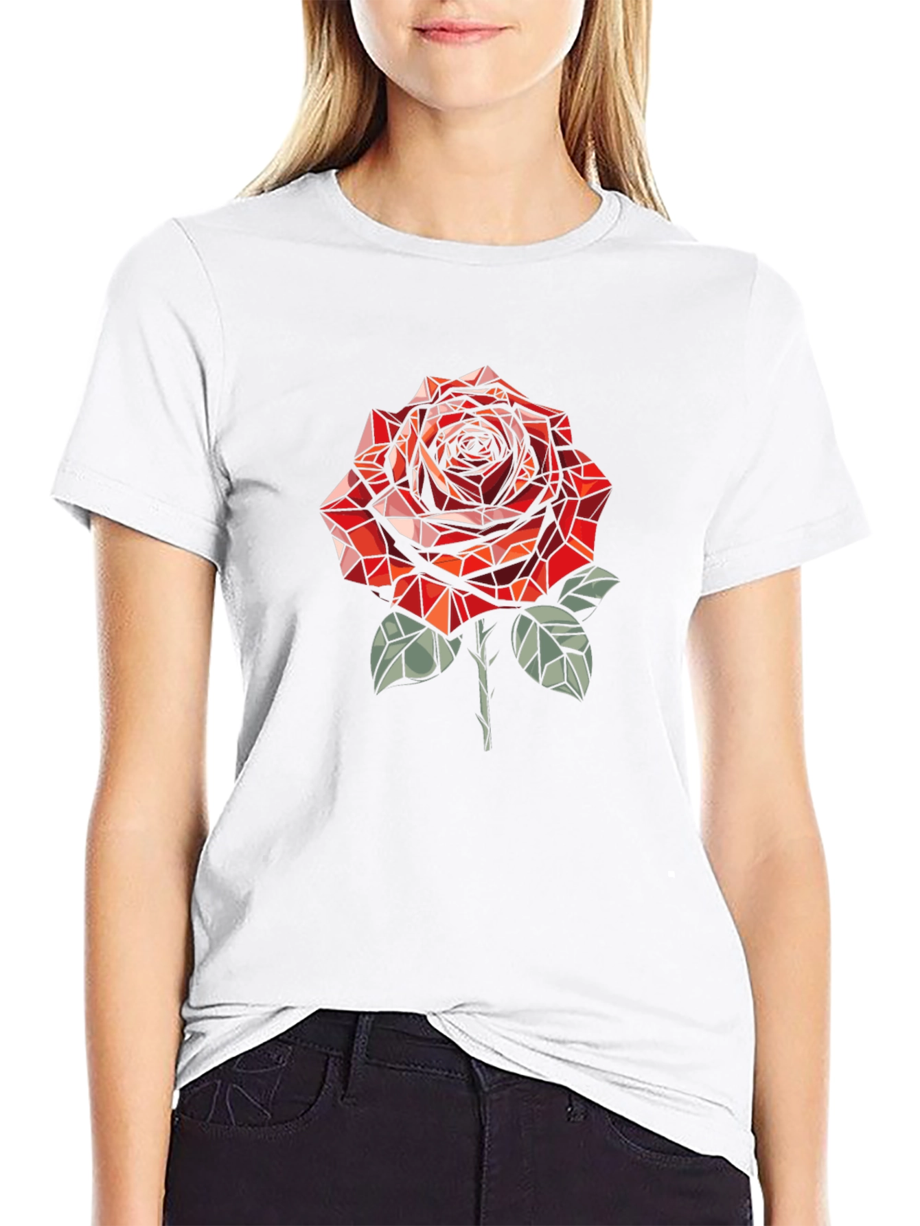 Geometric Rose Graphic T-Shirt