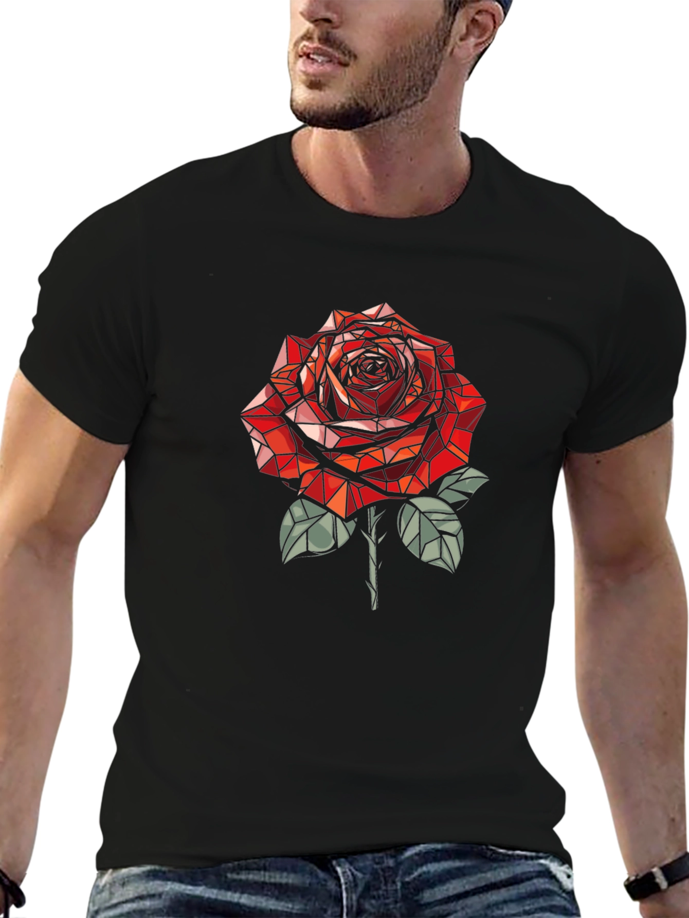 Geometric Rose Graphic T-Shirt