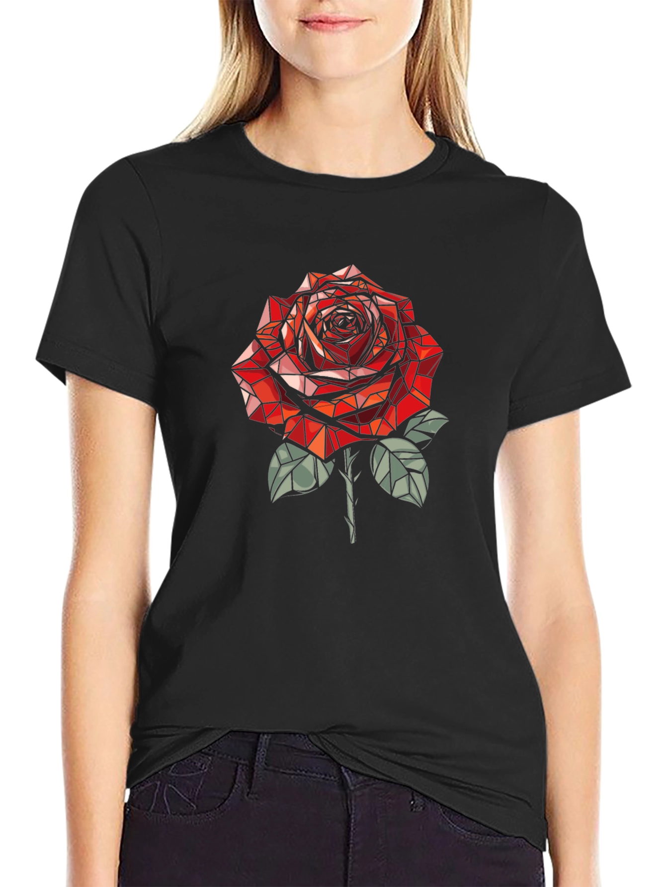 Geometric Rose Graphic T-Shirt