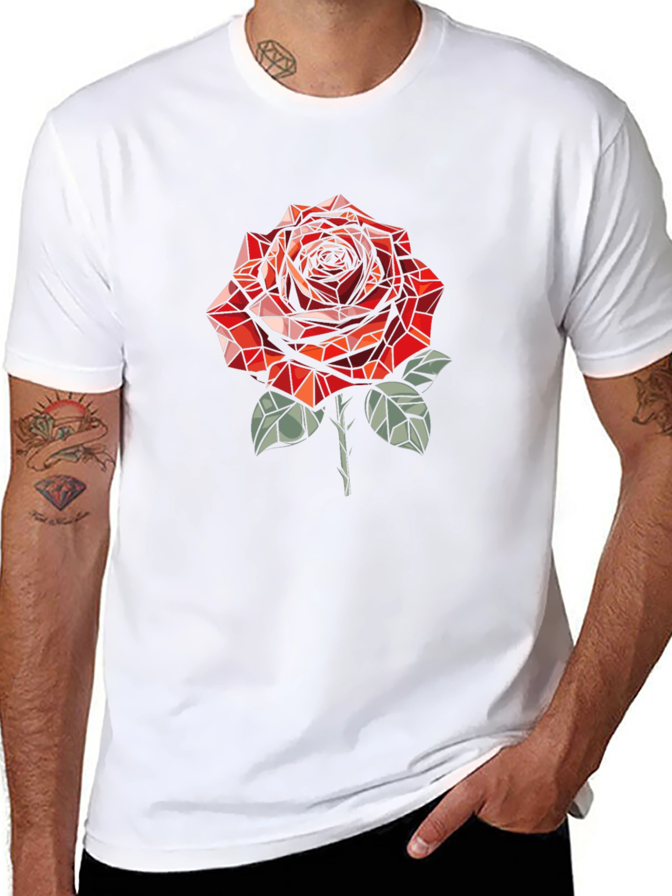 Geometric Rose Graphic T-Shirt