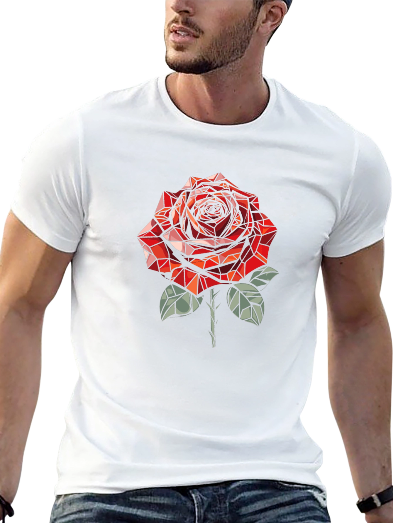 Geometric Rose Graphic T-Shirt