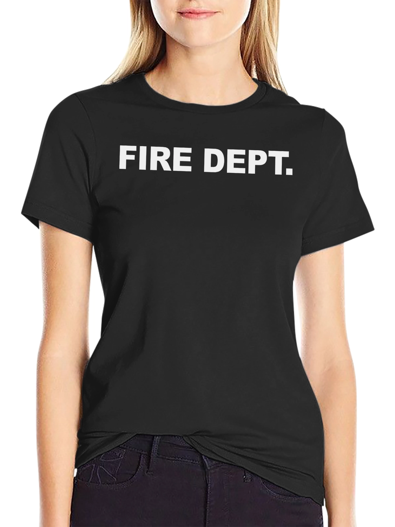Fire Dept. Black Crew Neck T-Shirt