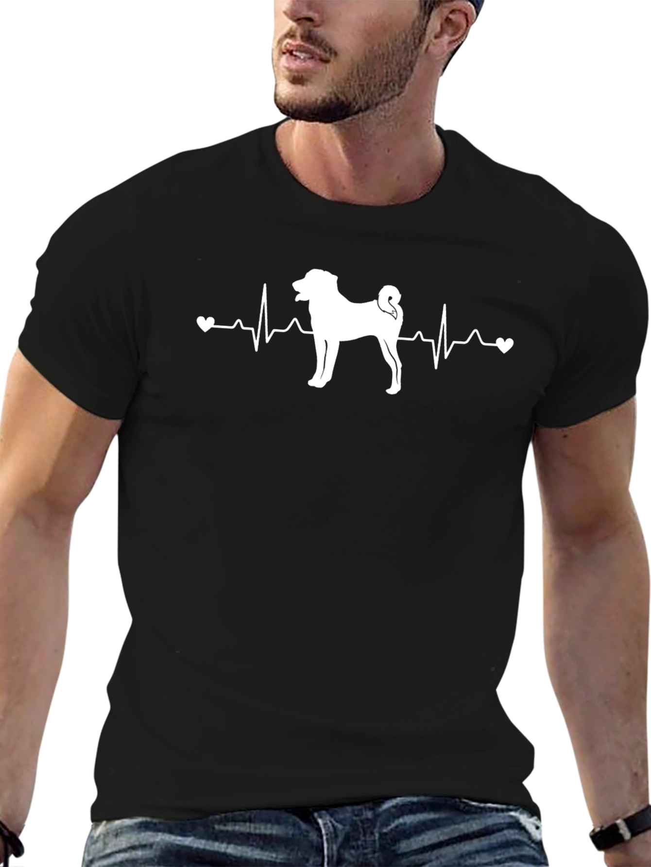Dog Heartbeat Graphic Tee - Mens Black T-Shirt