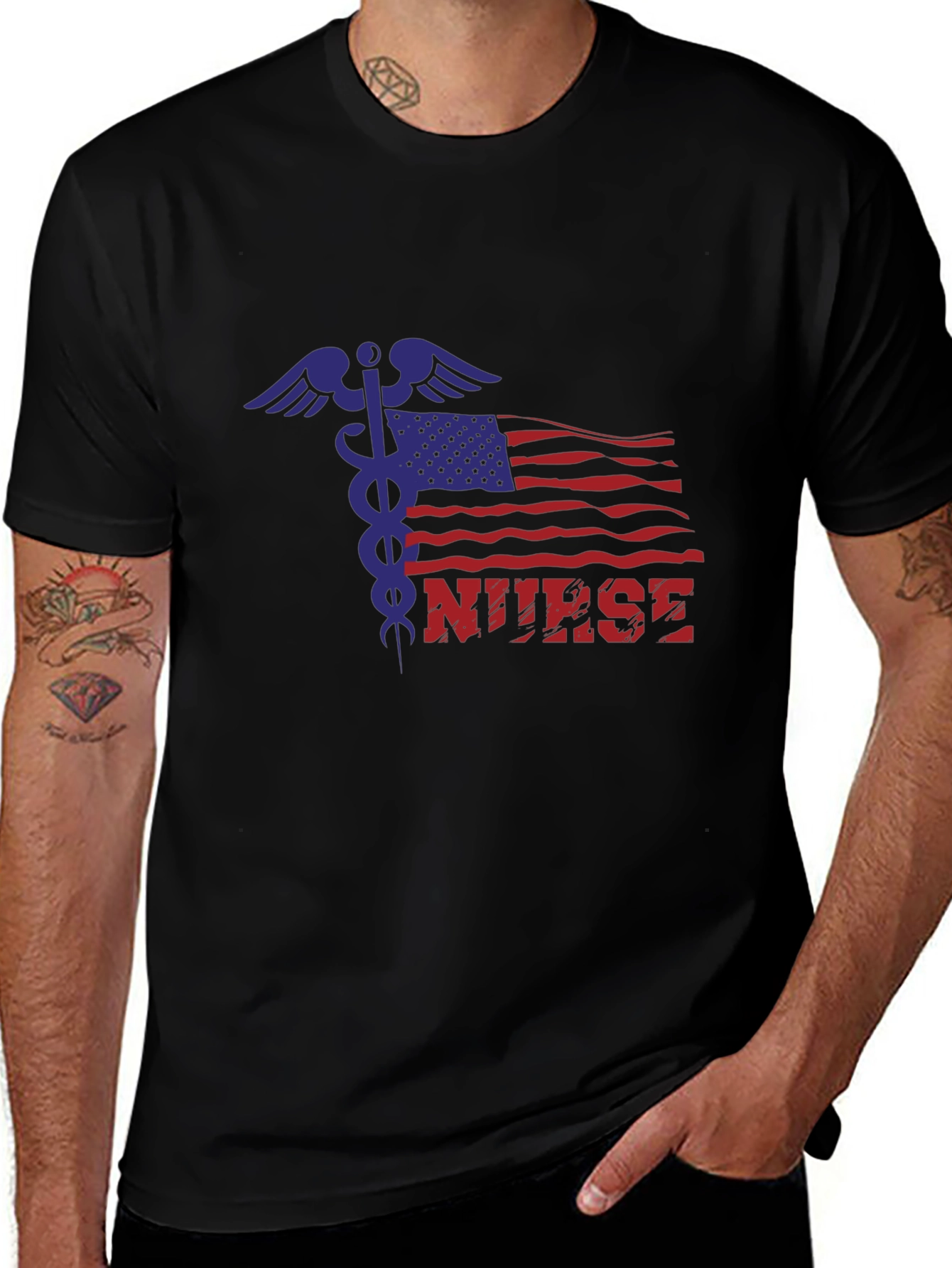 Nurse American Flag Graphic T-Shirt