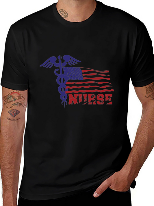 Nurse American Flag Graphic T-Shirt
