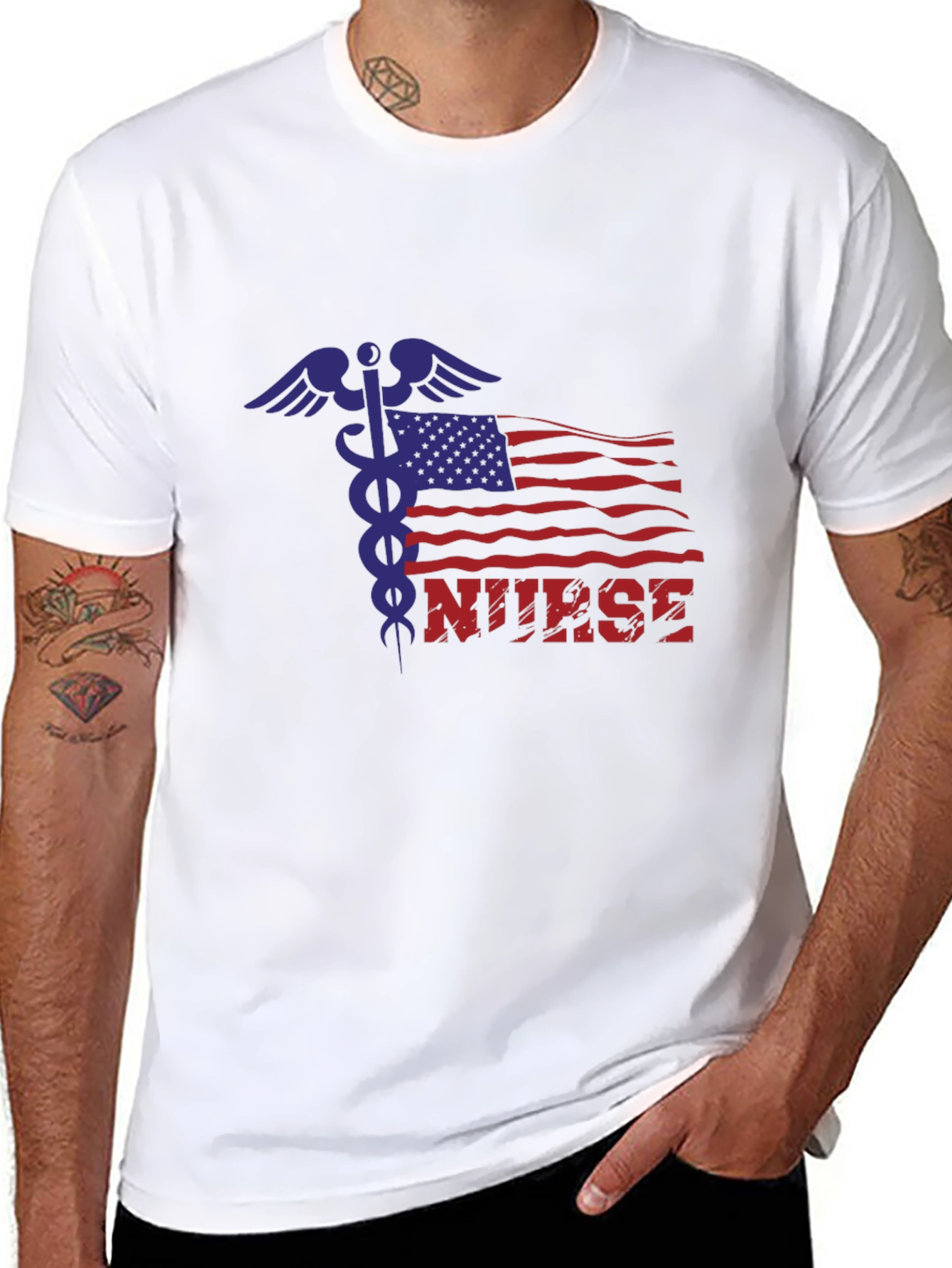 Nurse American Flag Graphic T-Shirt