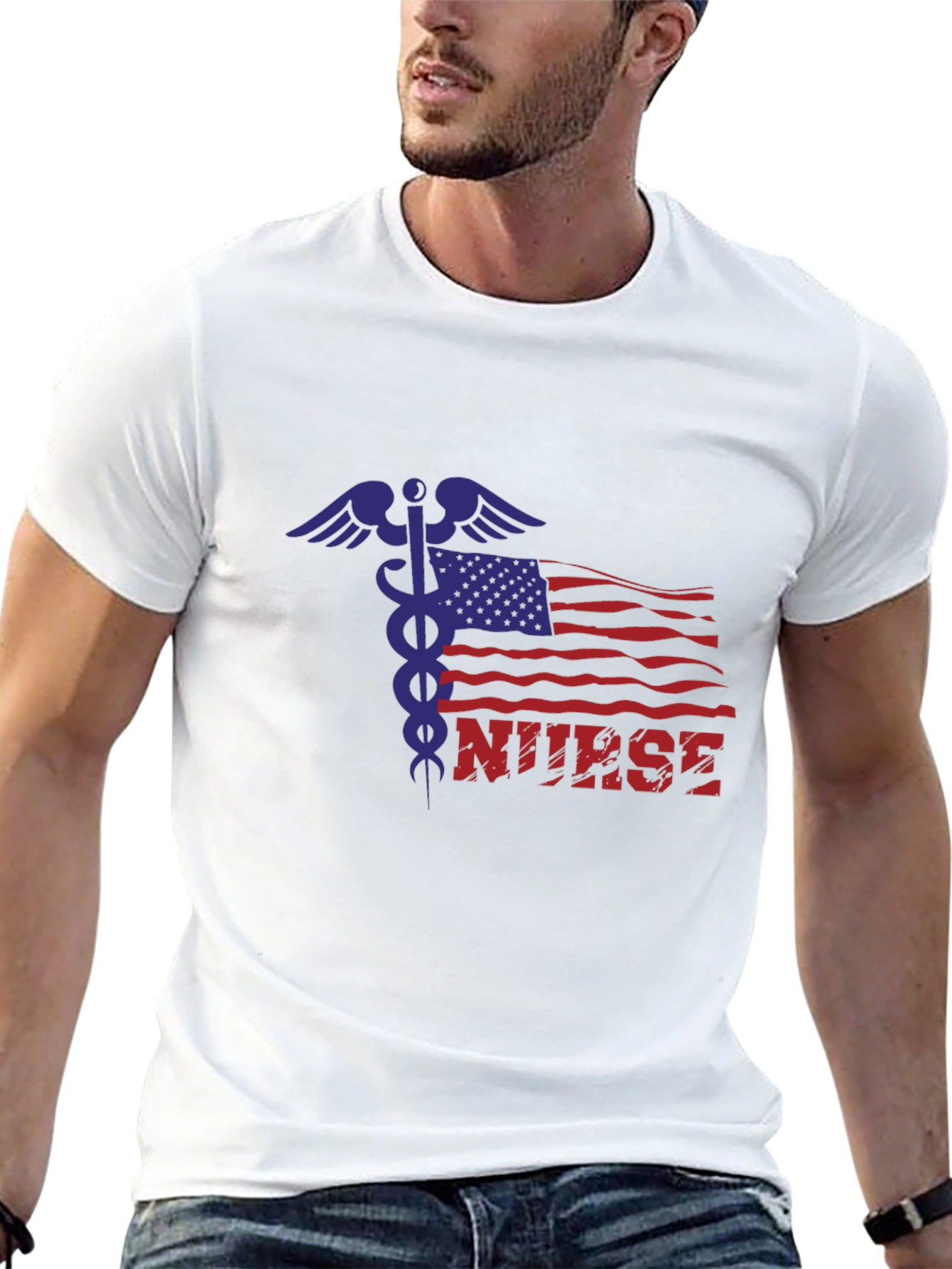 Nurse American Flag Graphic T-Shirt