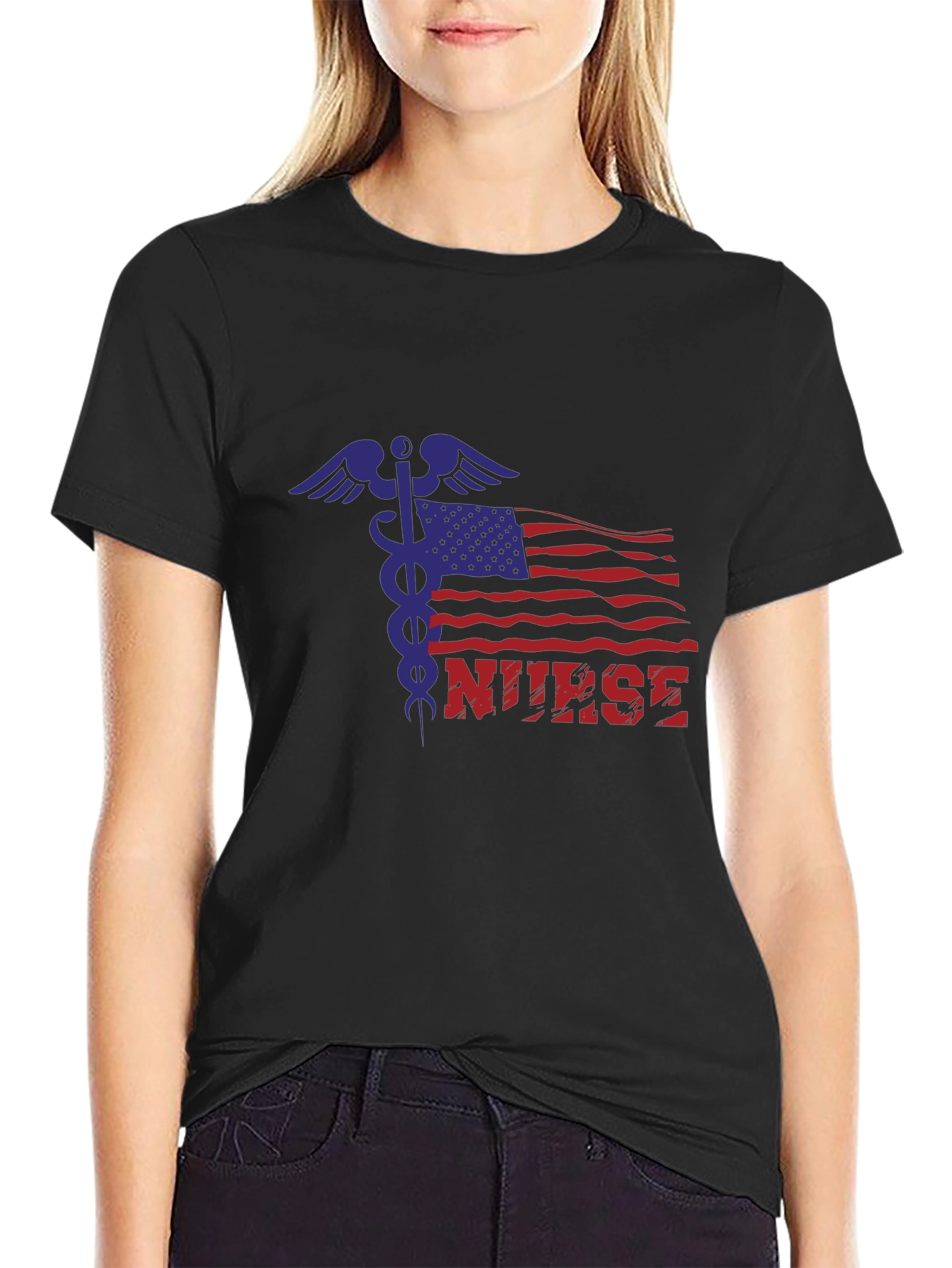 Nurse American Flag Graphic T-Shirt
