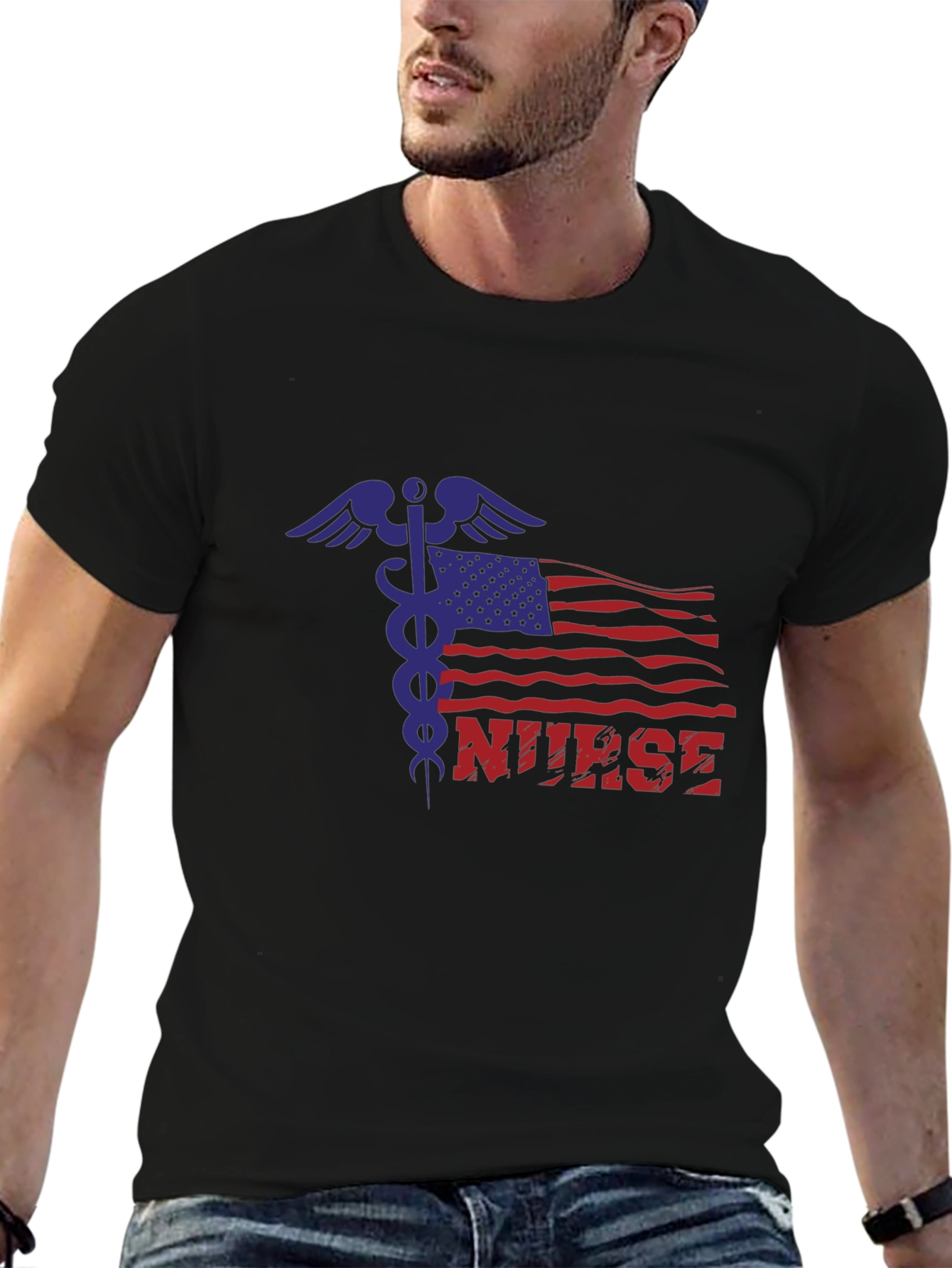 Nurse American Flag Graphic T-Shirt