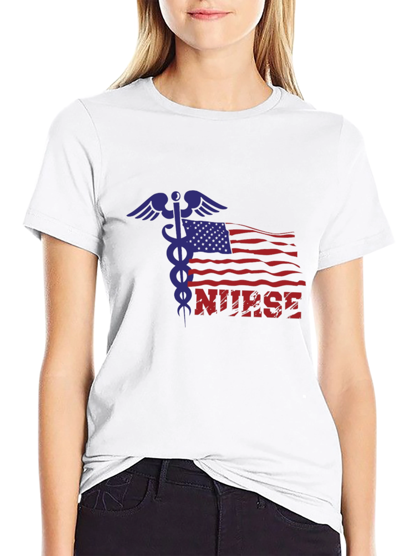 Nurse American Flag Graphic T-Shirt