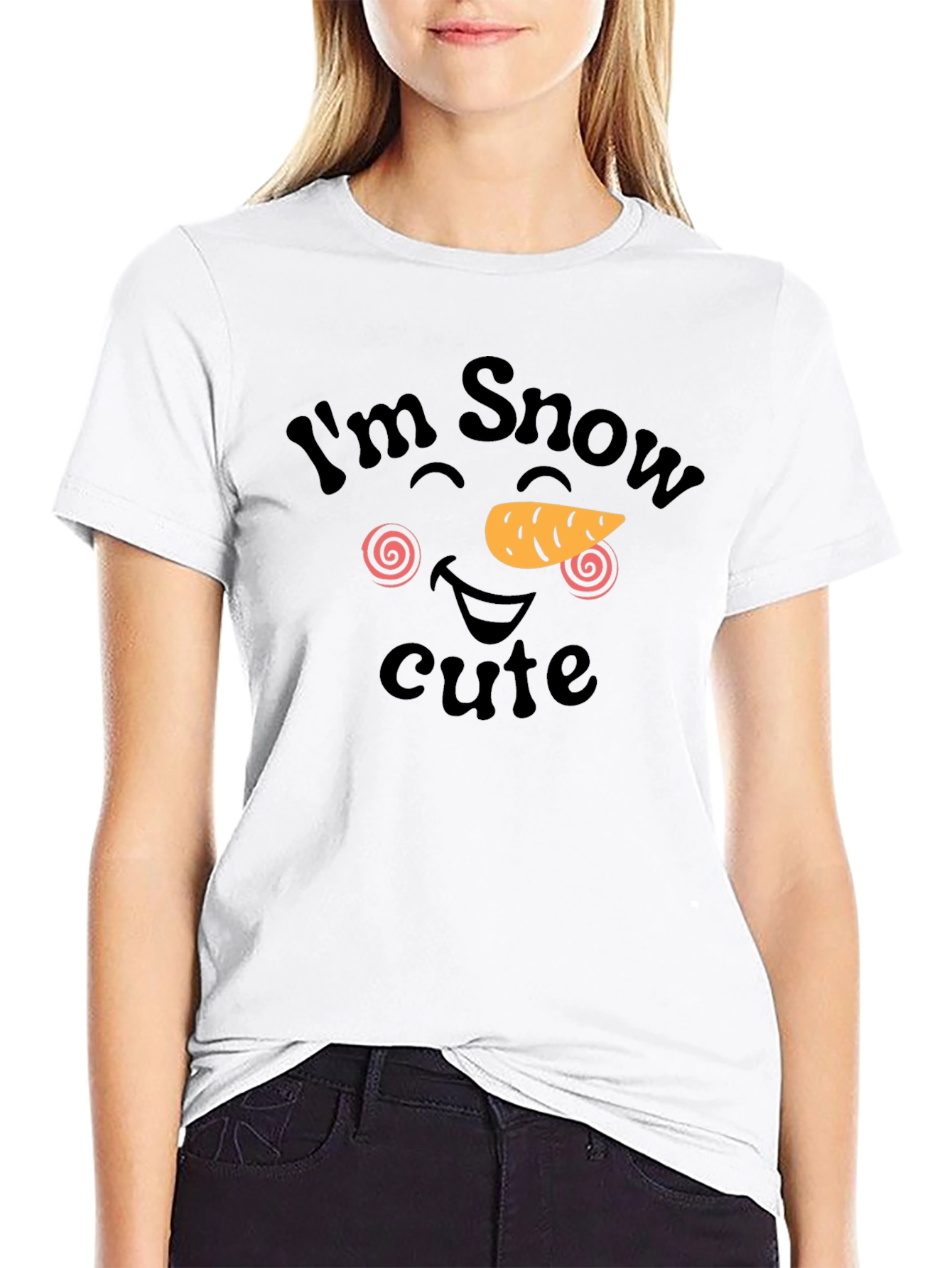 Im Snow Cute Black Graphic T-Shirt