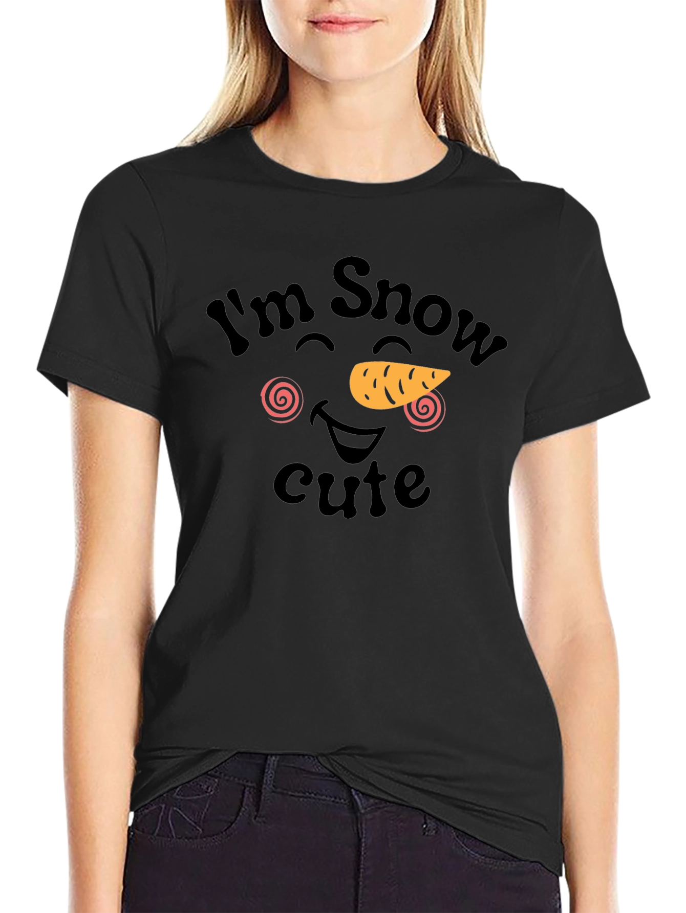 Im Snow Cute Black Graphic T-Shirt