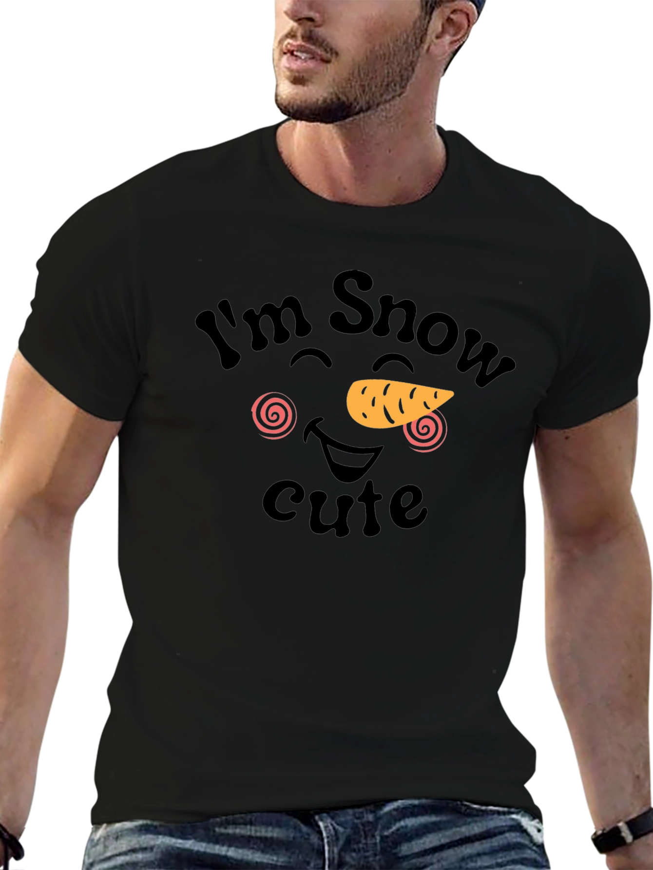 Im Snow Cute Black Graphic T-Shirt