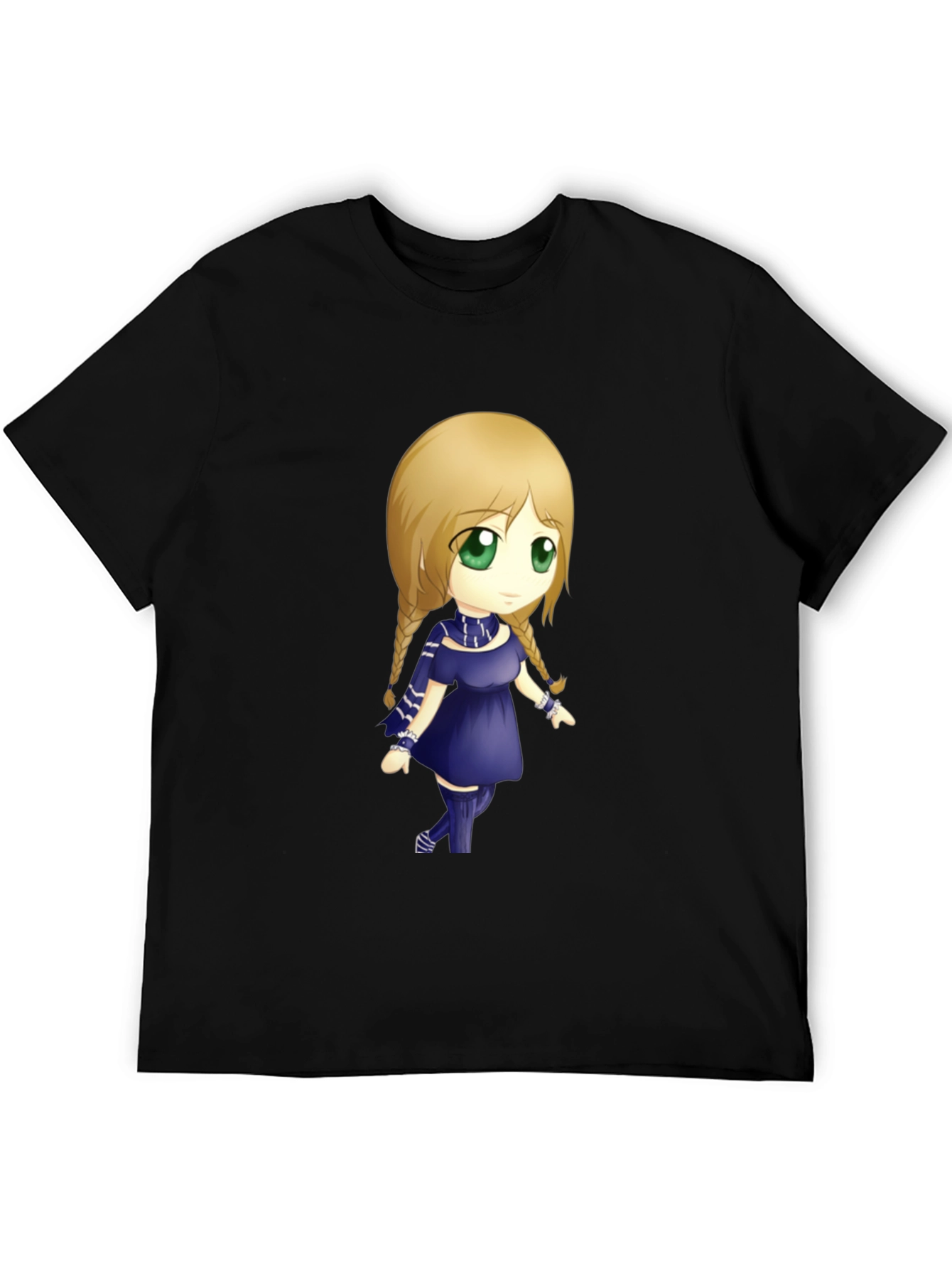 Anime Character Graphic Tee - Black Cotton Shirt