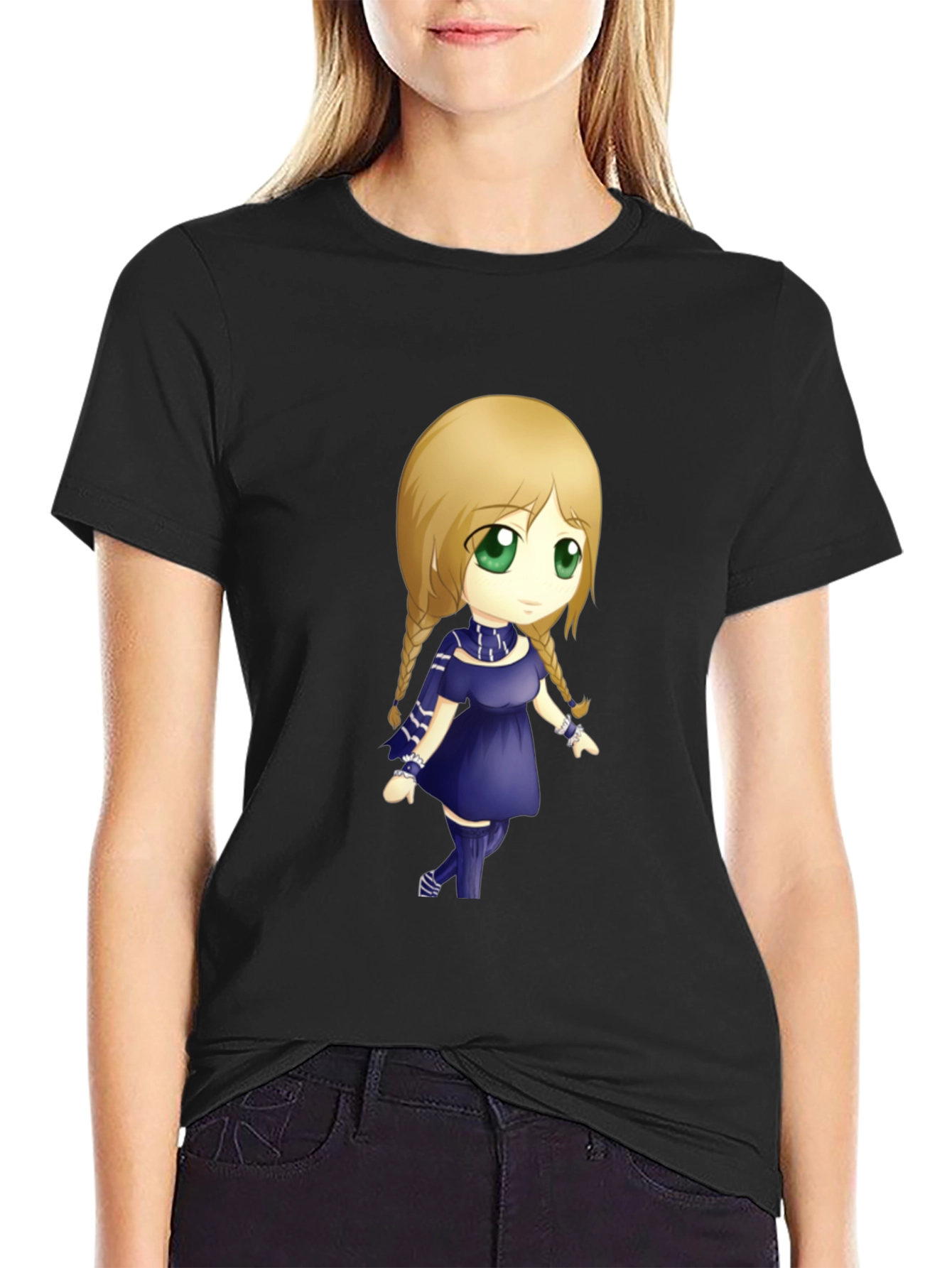 Anime Character Graphic Tee - Black Cotton Shirt