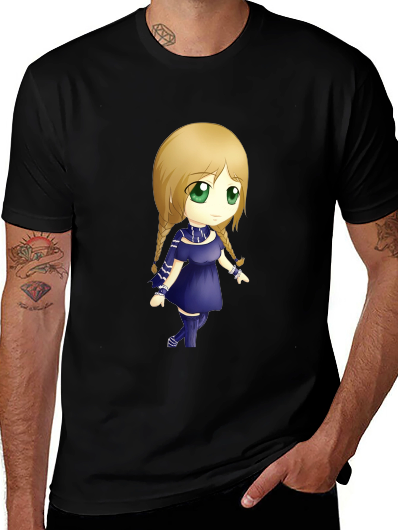 Anime Character Graphic Tee - Black Cotton Shirt