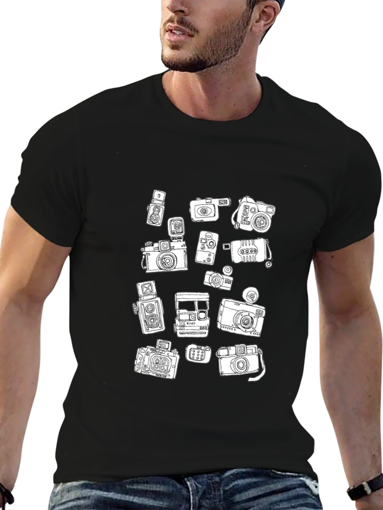 Camera Print Black T-Shirt