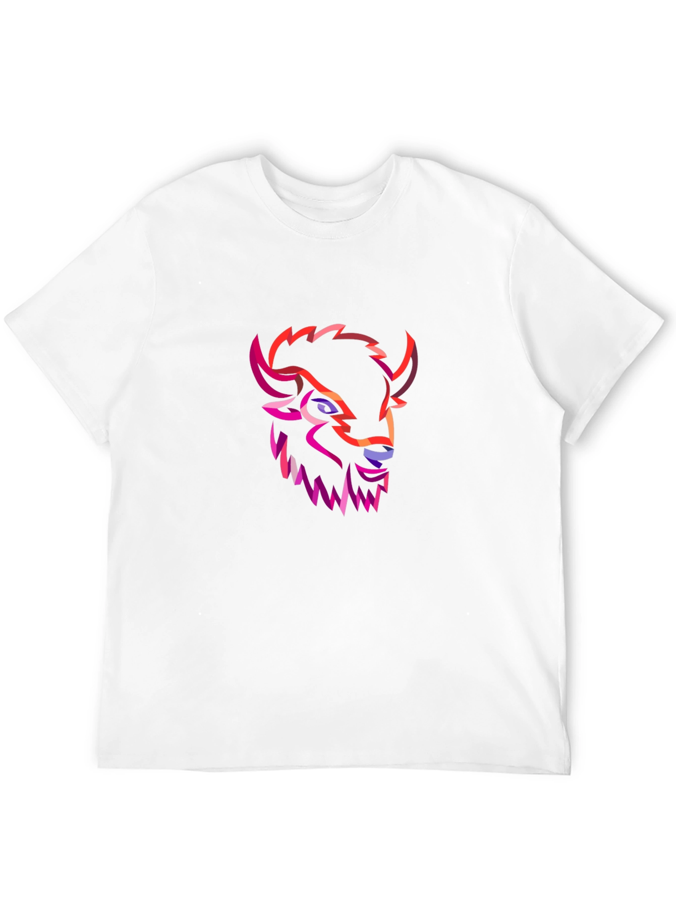 Geometric Buffalo Head Graphic Tee - Black