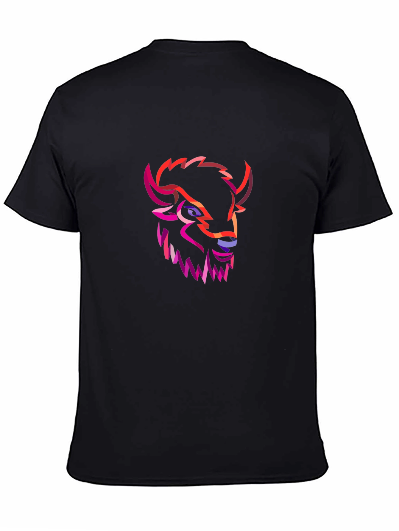Geometric Buffalo Head Graphic Tee - Black