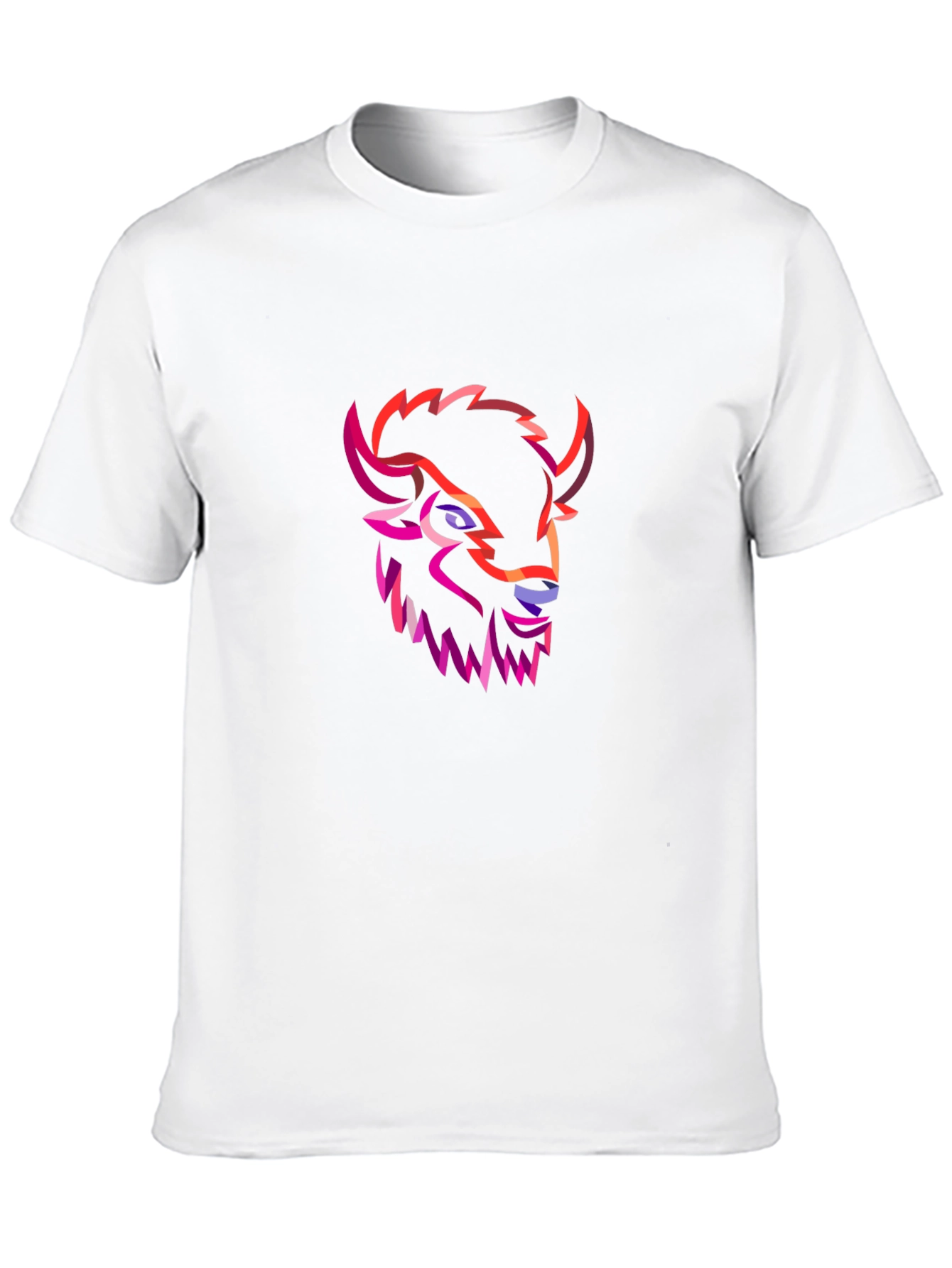 Geometric Buffalo Head Graphic Tee - Black