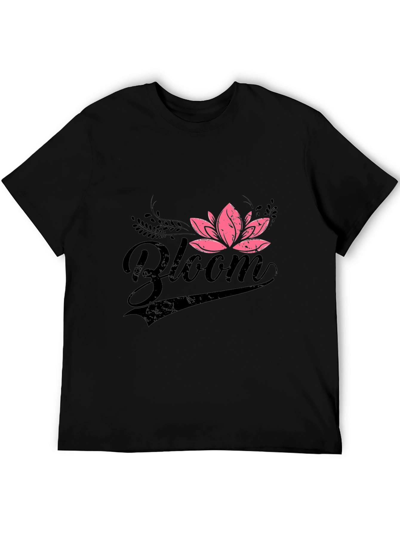 Bloom Graphic Tee - Pink Lotus Flower on Black