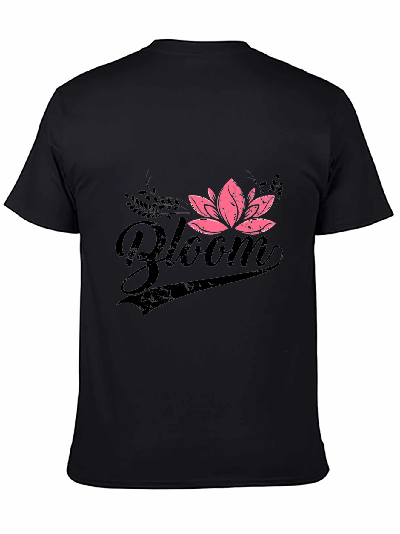Bloom Graphic Tee - Pink Lotus Flower on Black