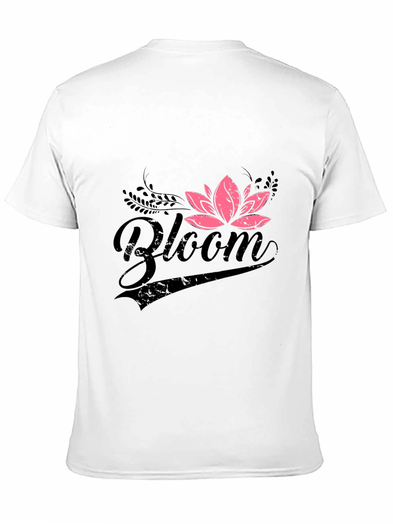 Bloom Graphic Tee - Pink Lotus Flower on Black