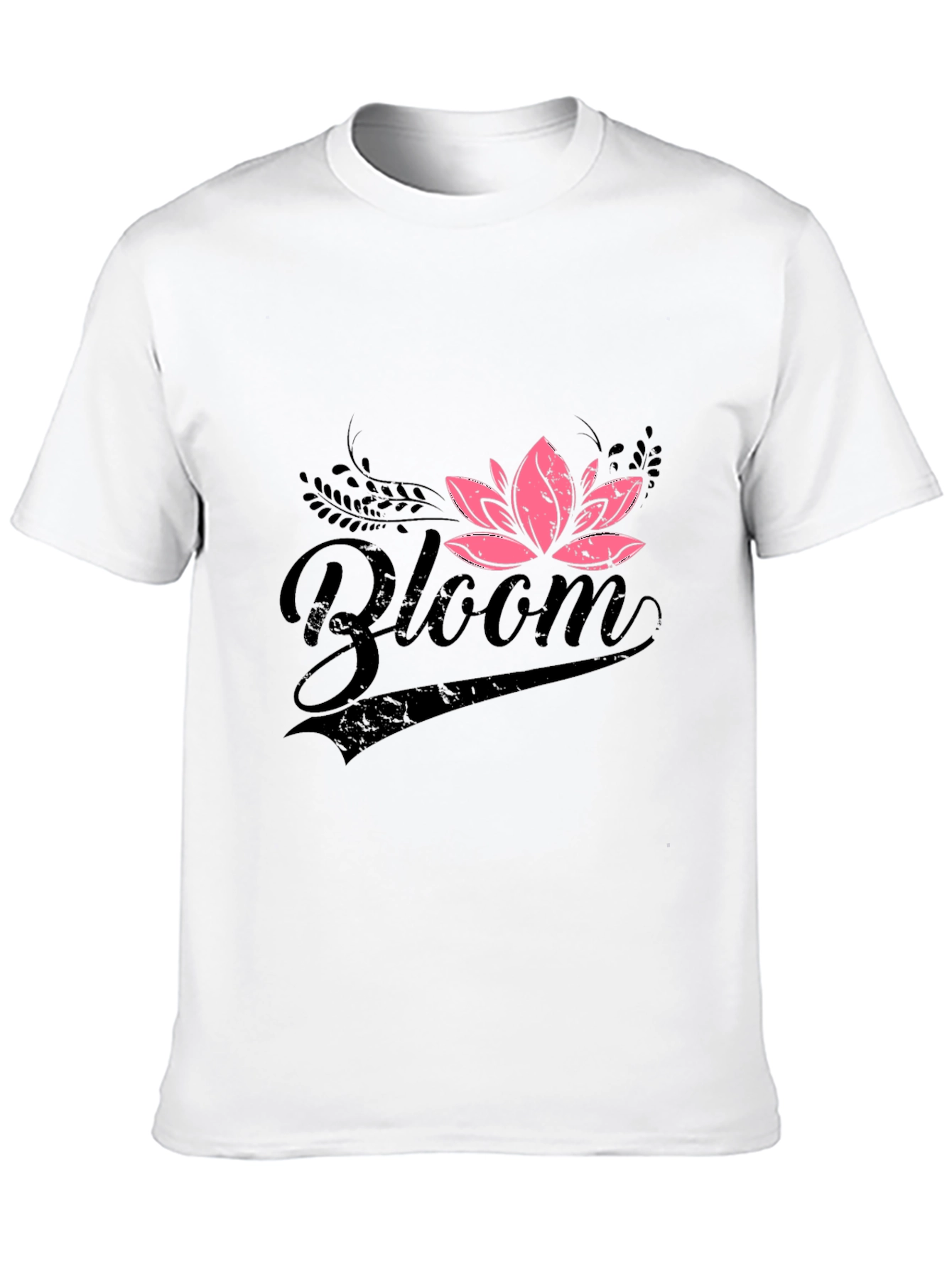 Bloom Graphic Tee - Pink Lotus Flower on Black