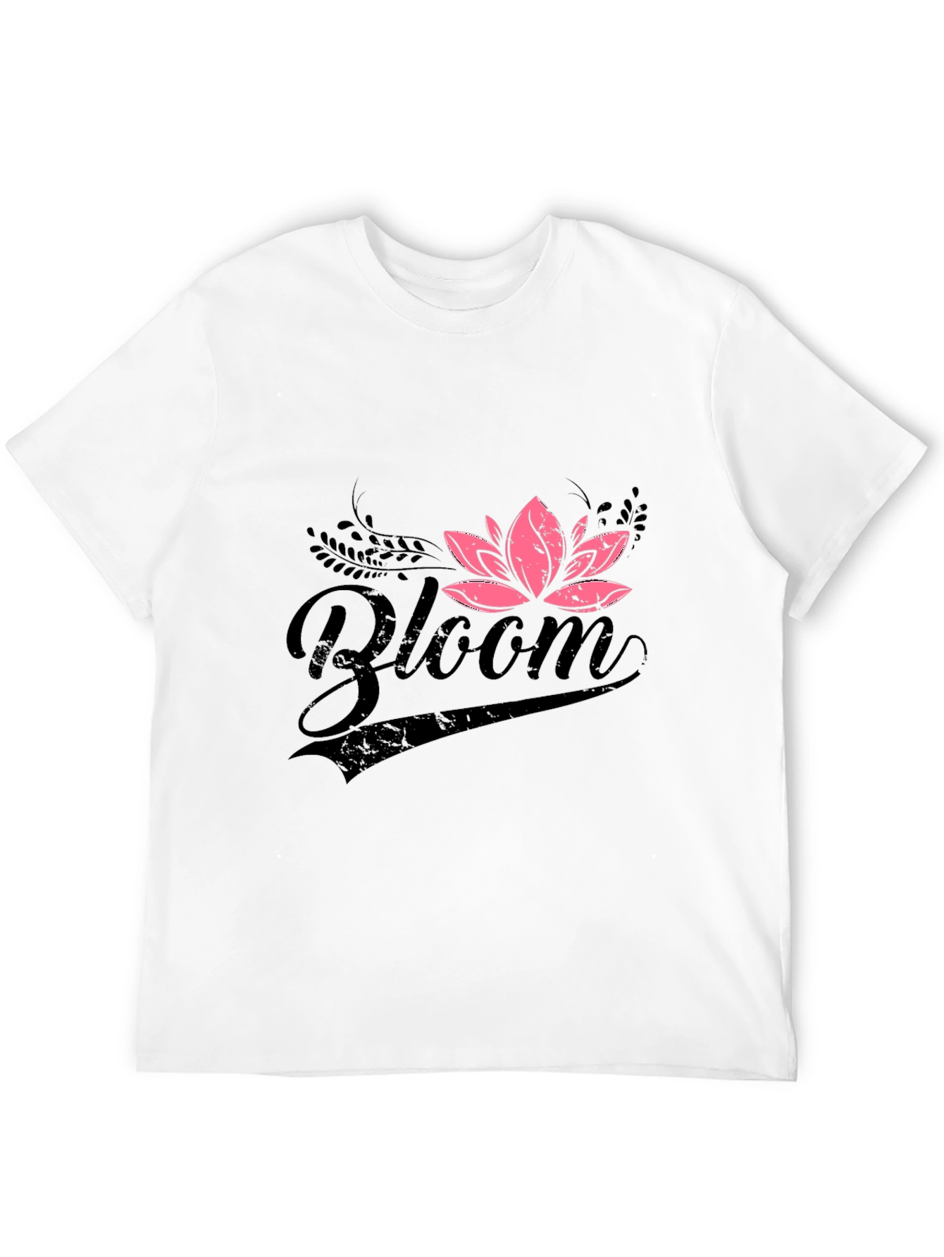 Bloom Graphic Tee - Pink Lotus Flower on Black