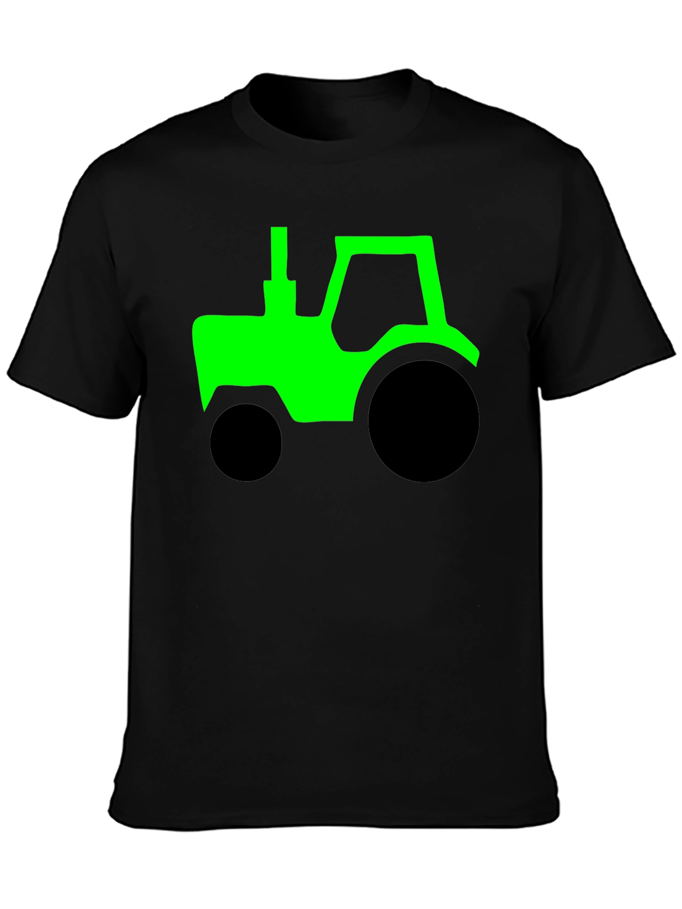 Green Tractor Graphic Black T-Shirt