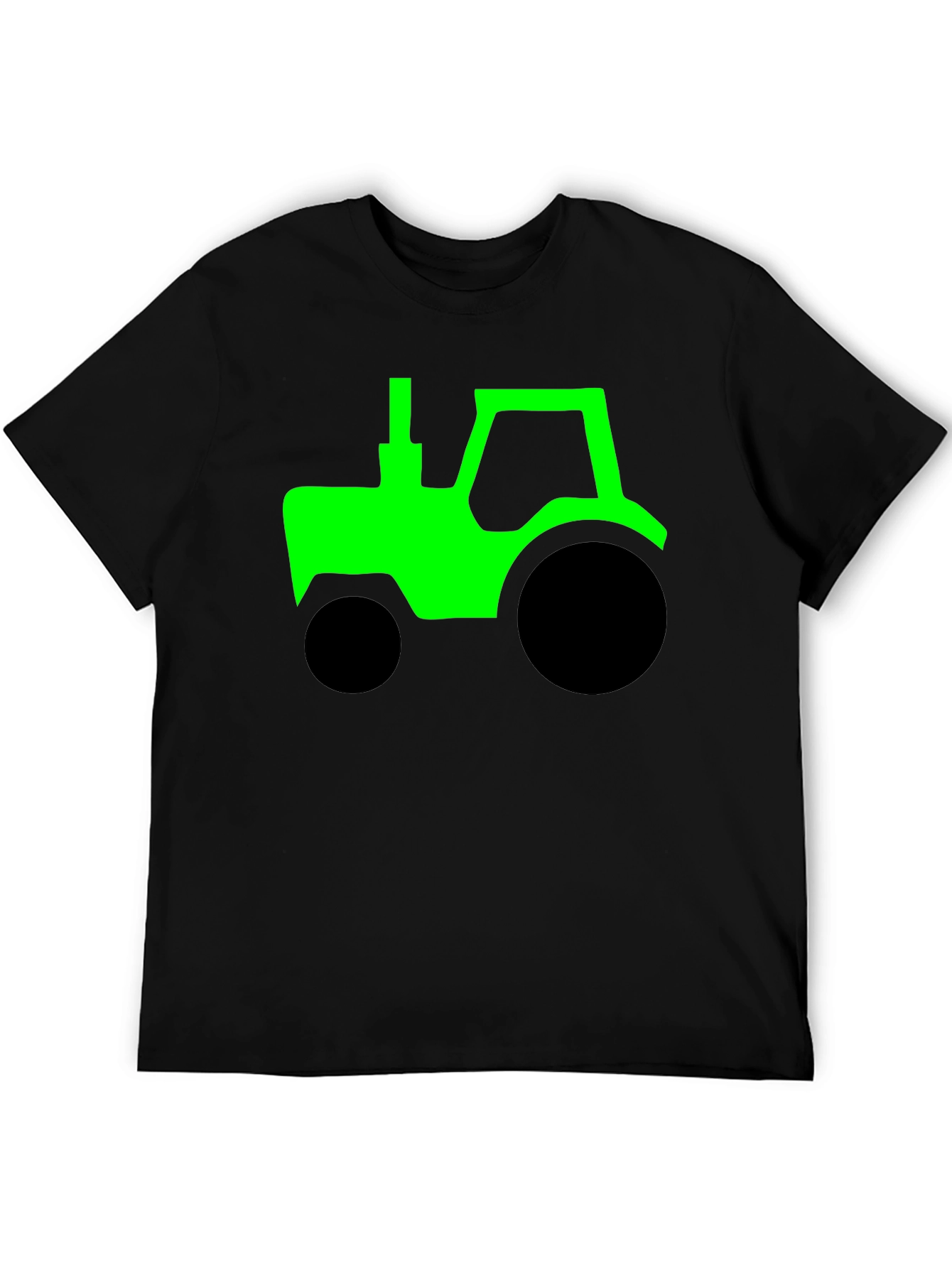 Green Tractor Graphic Black T-Shirt