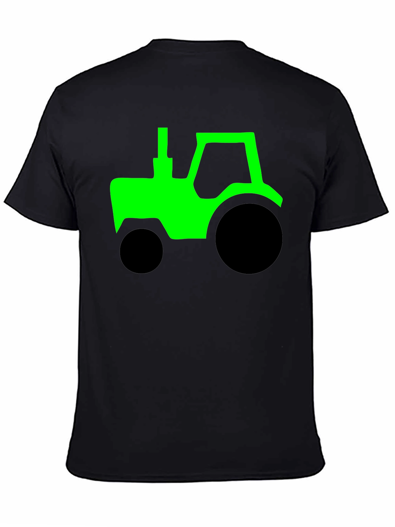 Green Tractor Graphic Black T-Shirt