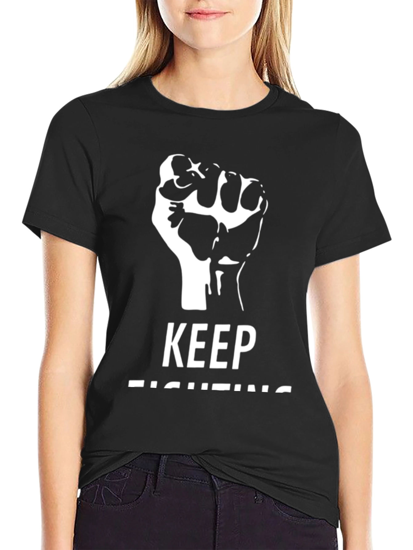 Keep Fighting T-Shirt - Black Graphic Tee
